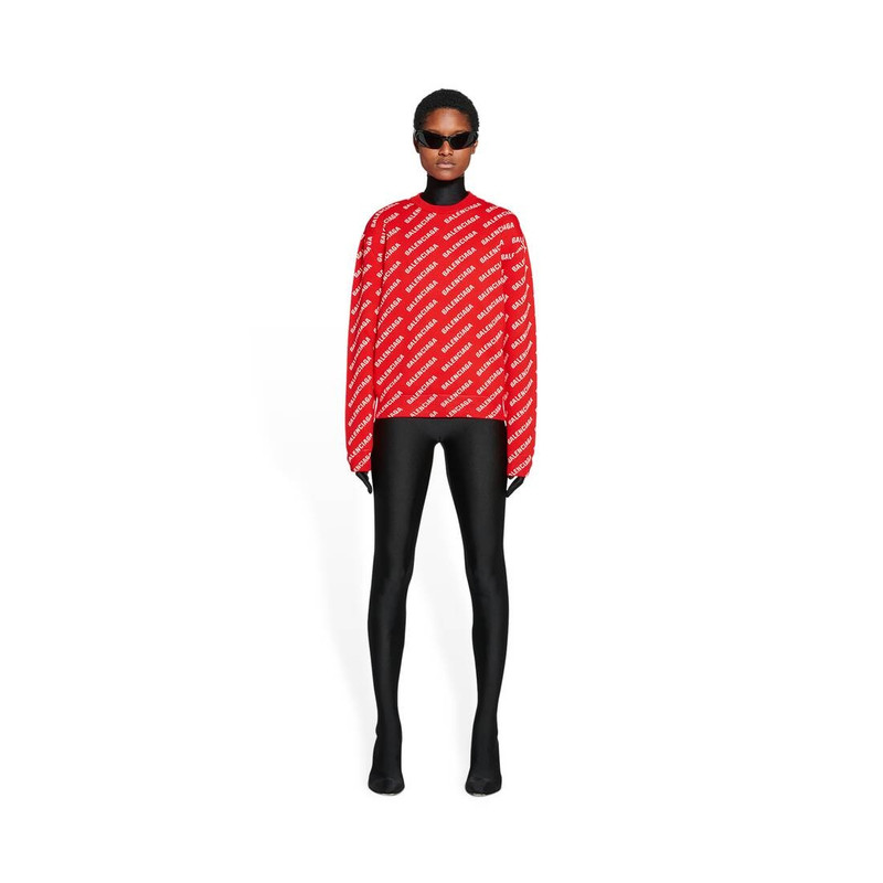 BALENCIAGA Women's Mini Allover Logo Sweater in Red outlook