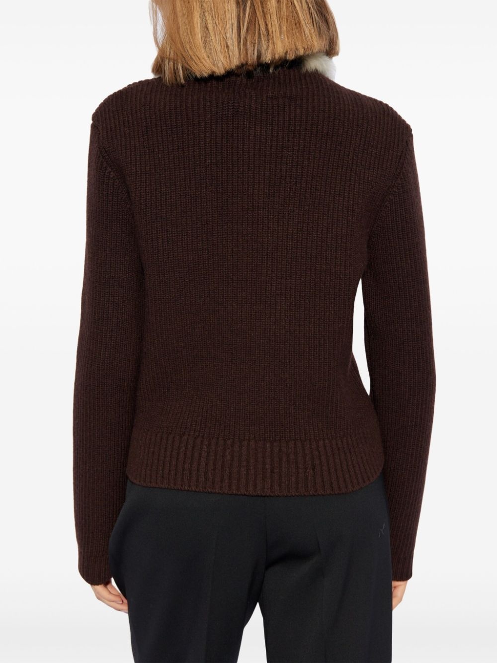 fur-collar cardigan - 4