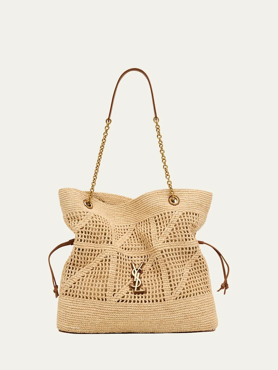 Jamie YSL Shopper Tote Bag in Woven Raffia - 1