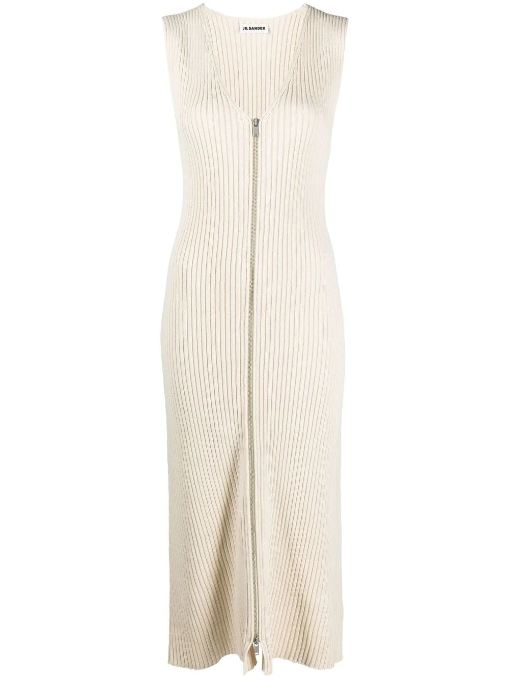 V-neck ribbed-knit midi dress - 1