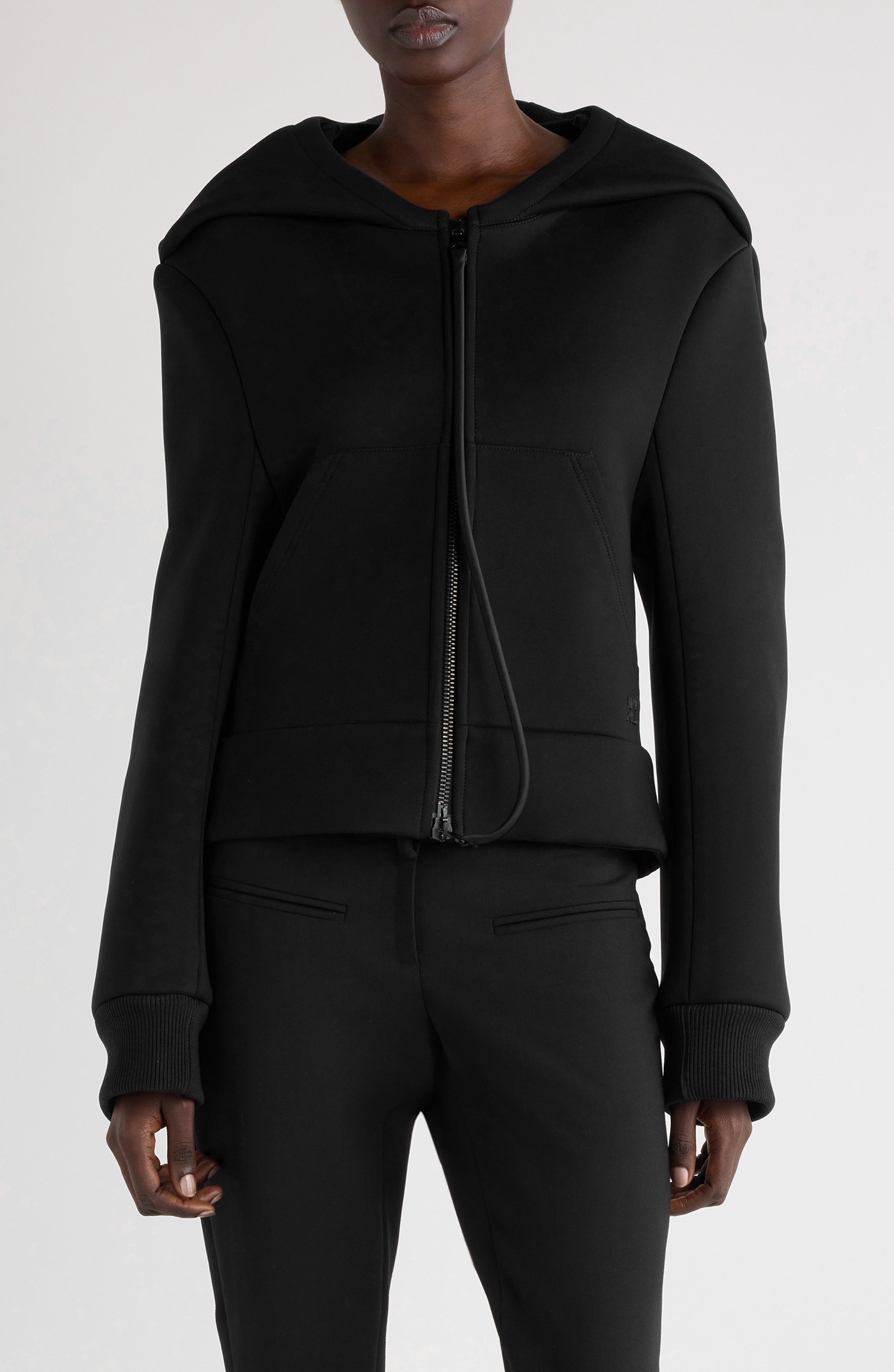 Courrèges Cocoon Bonded Cotton Blend Jacket in Black at Nordstrom - 1