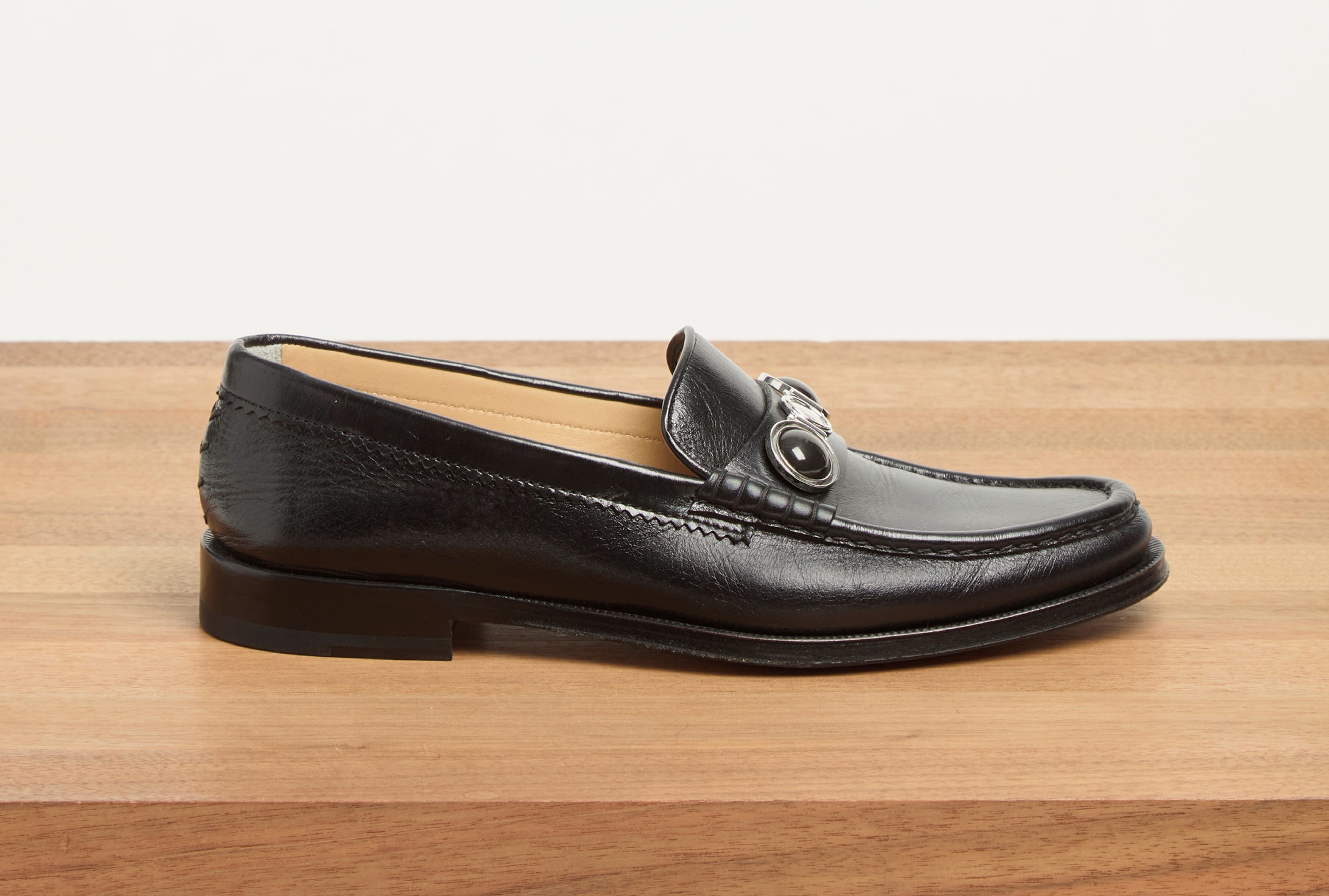 Melchora Stone Loafer in Black Leather - 5