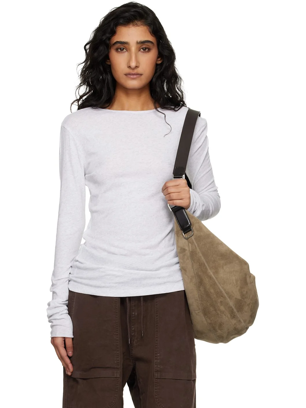 Gray Sheer Long Sleeve T-shirt - 1