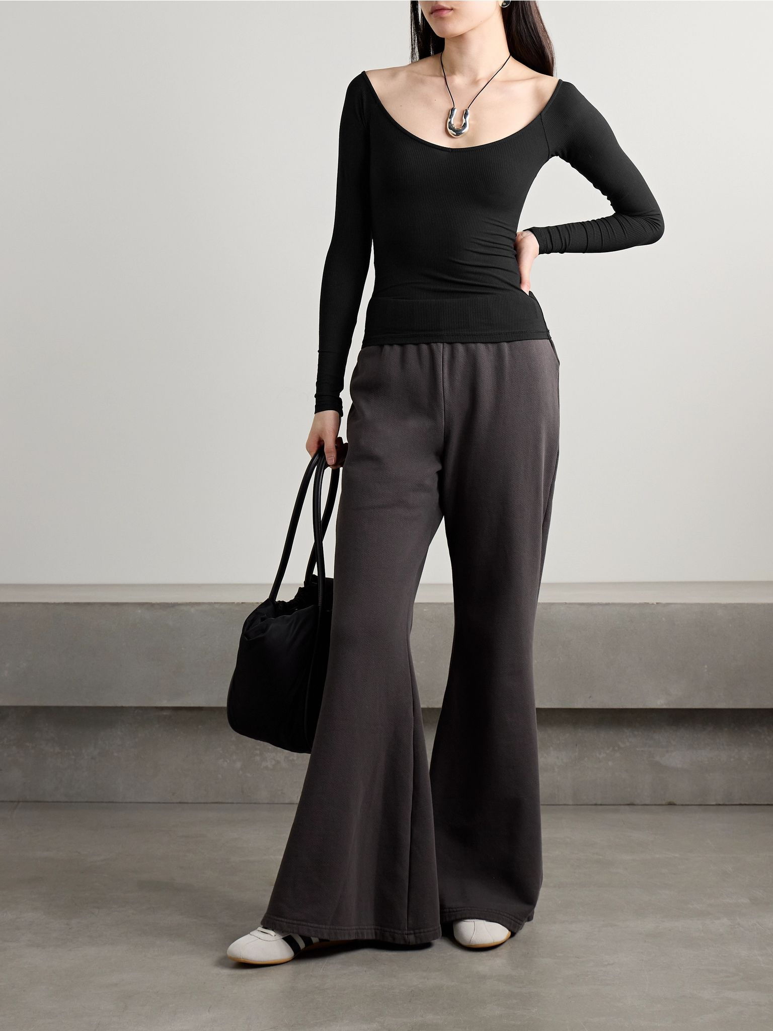 Soft Lounge Off The Shoulder Top - Onyx Black - 2