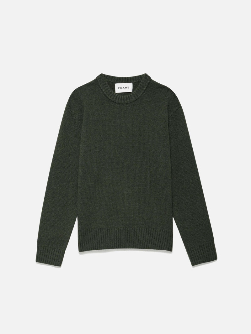 Cashmere Crewneck Sweater in Military Green 1