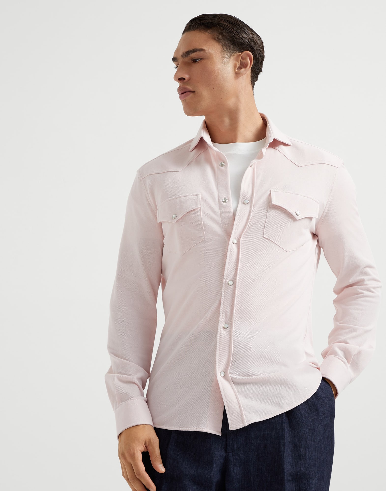 Cotton piqué western shirt - 1