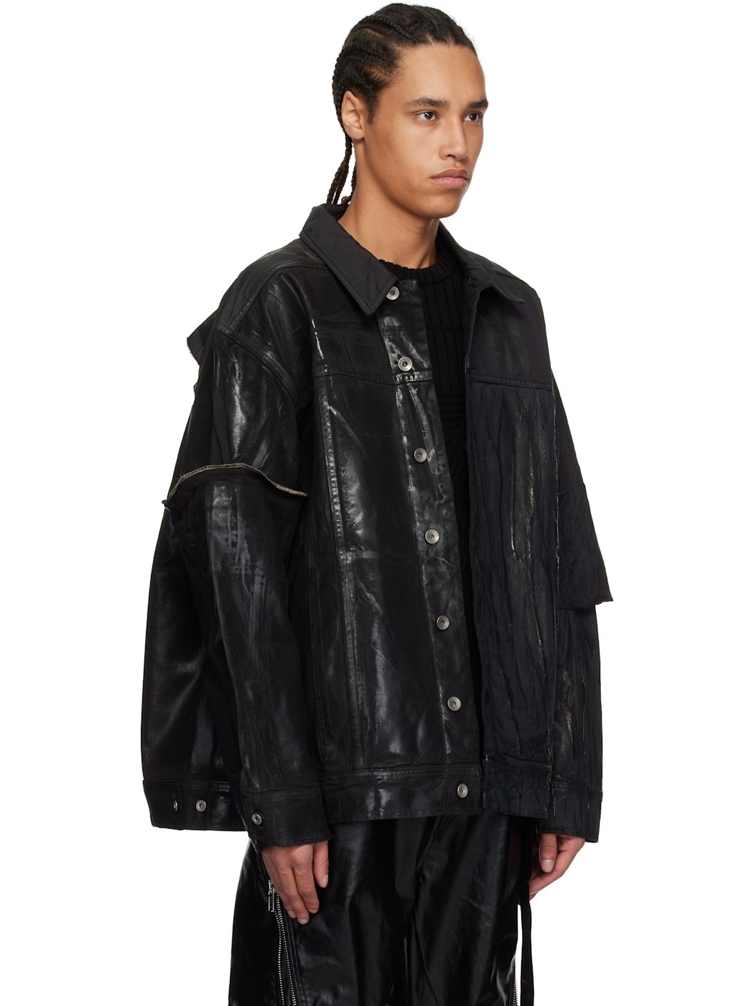 Black Hollywood Jumbo Worker Denim Jacket - 2
