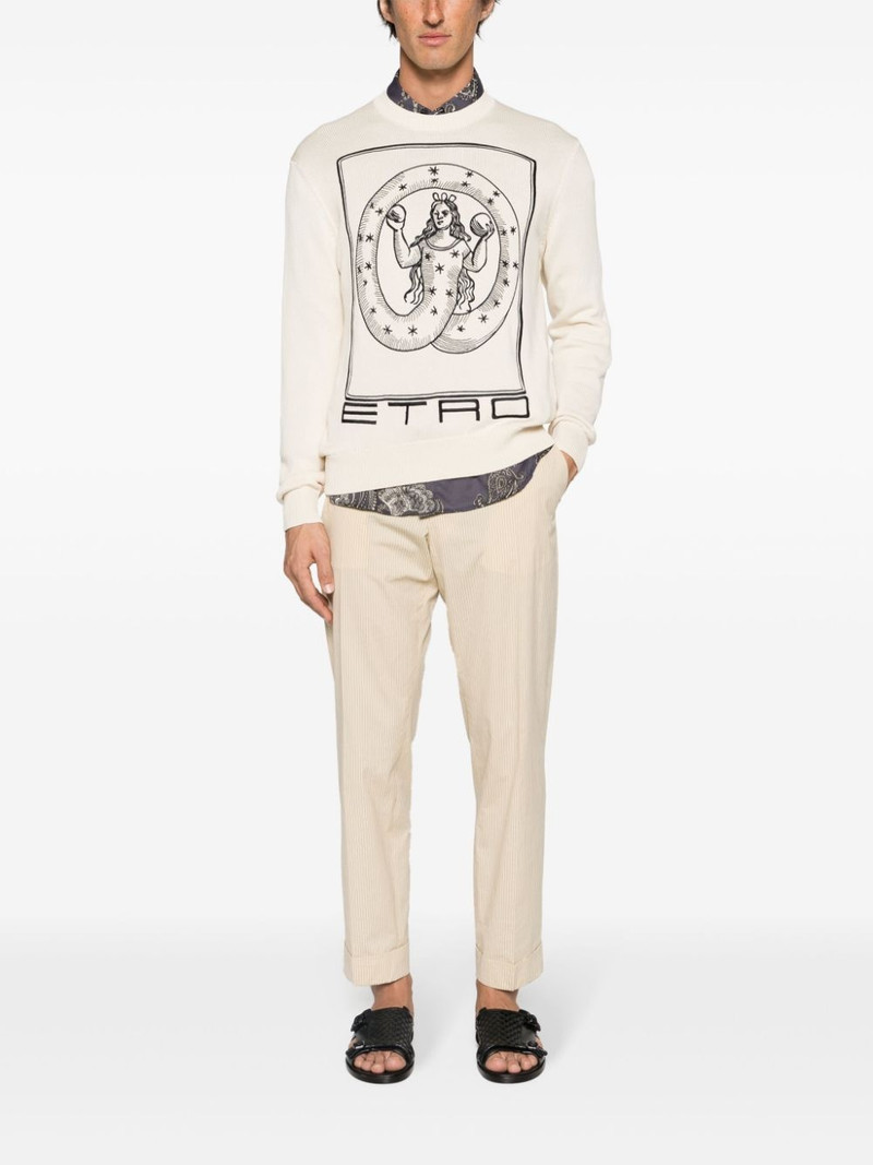 Etro motif-embroidered cotton jumper outlook