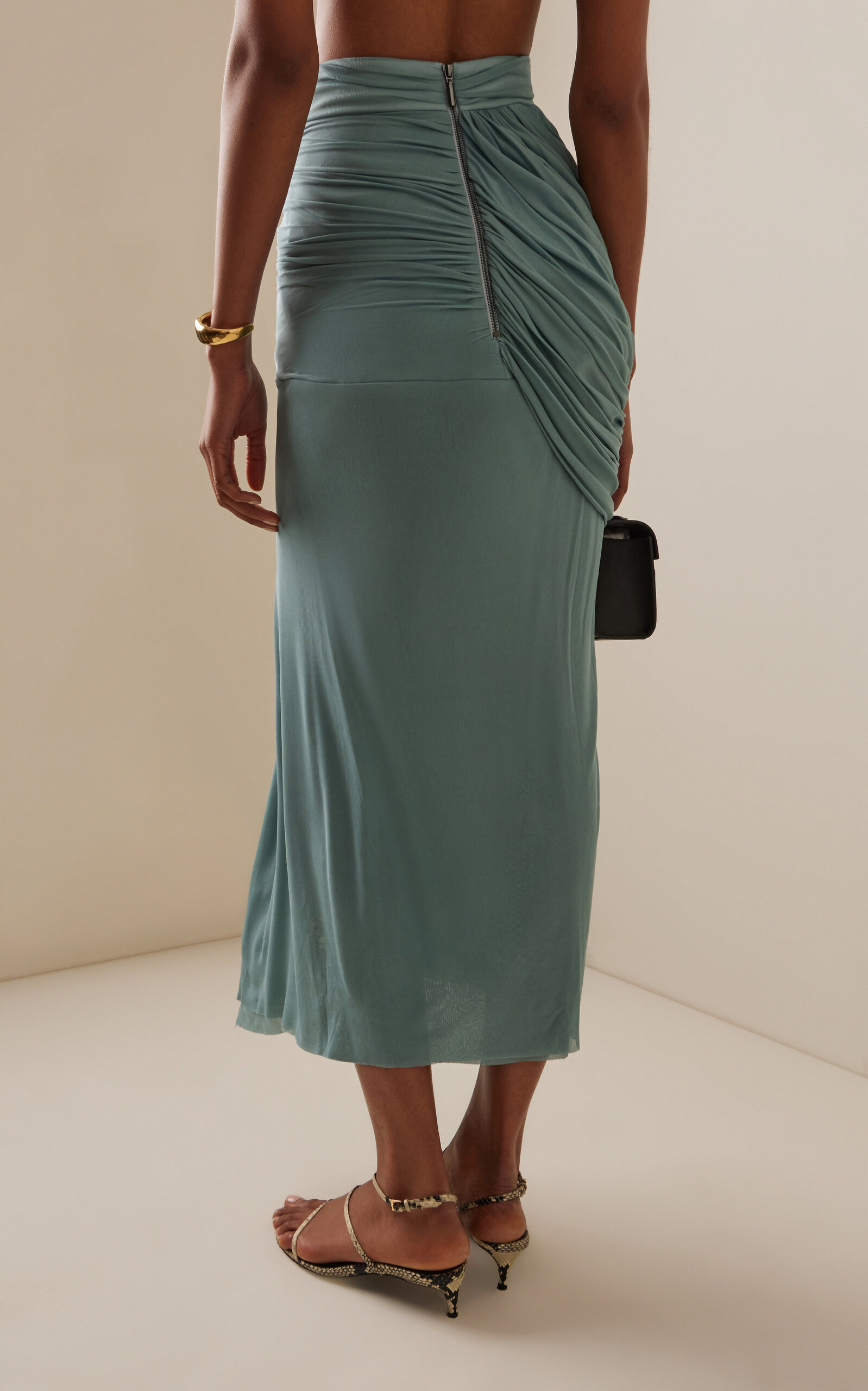 Exclusive Savour Draped Chiffon Skirt blue - 4