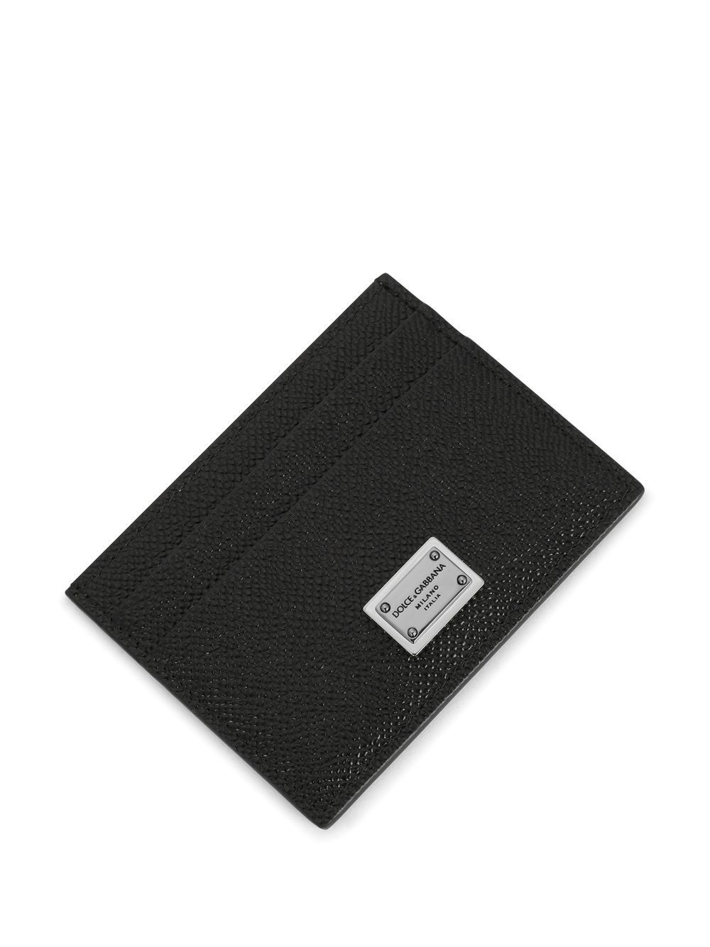 logo-plaque leather cardholder - 3