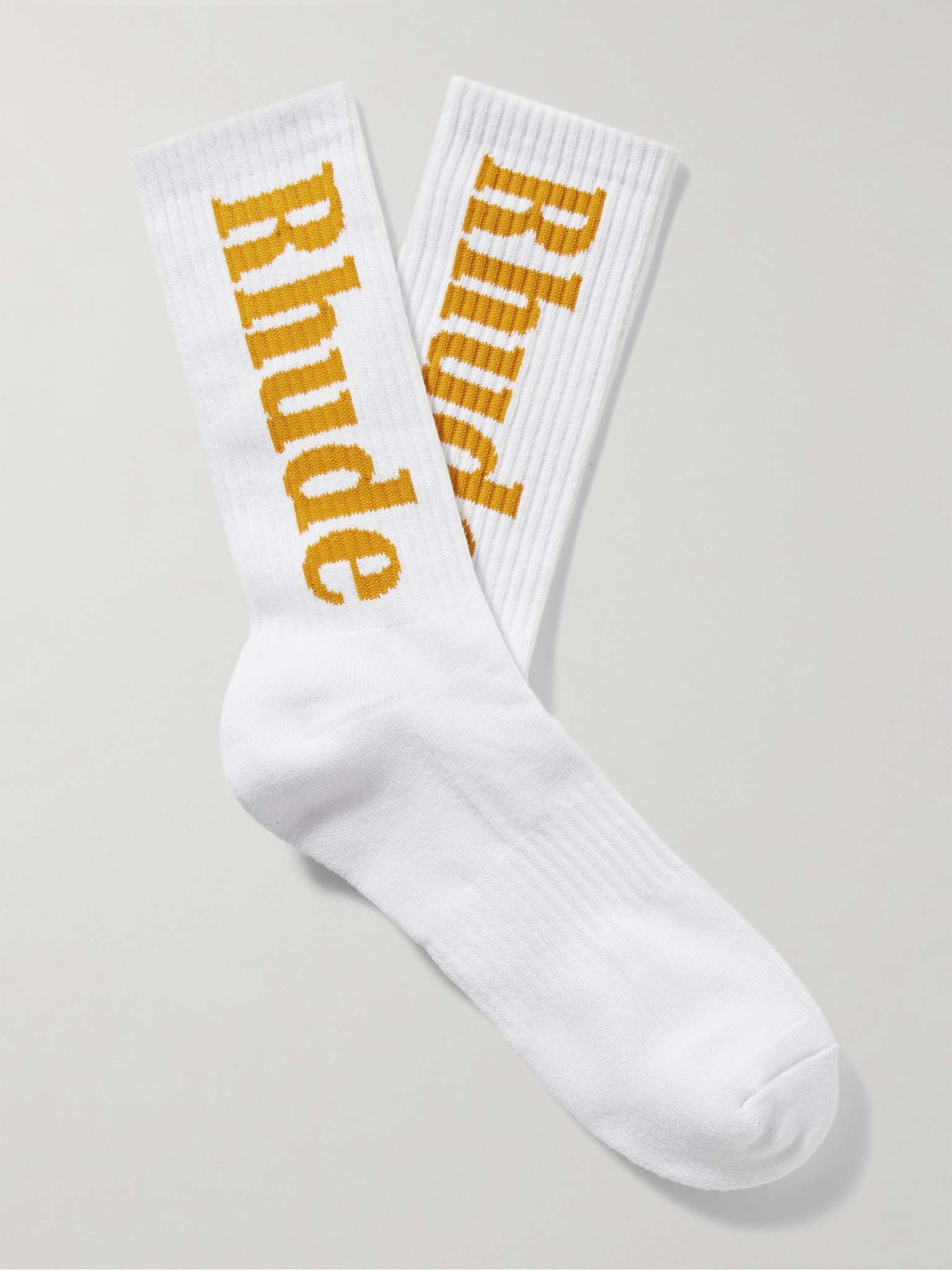 Ribbed Logo-Jacquard Cotton-Blend Socks - 1