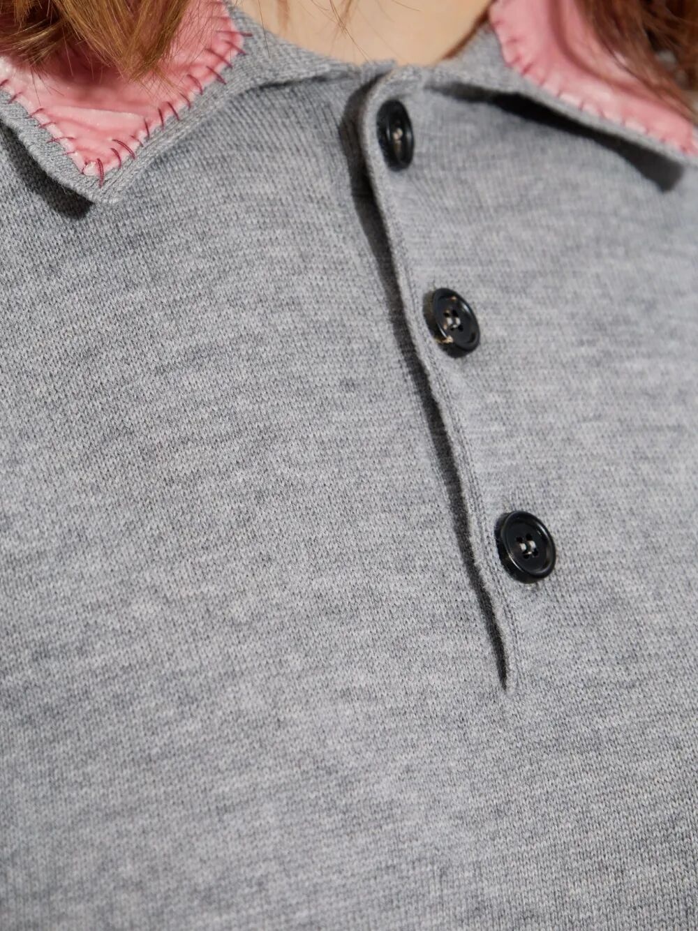 Wool Polo Shirt With Velvet Collar - 4