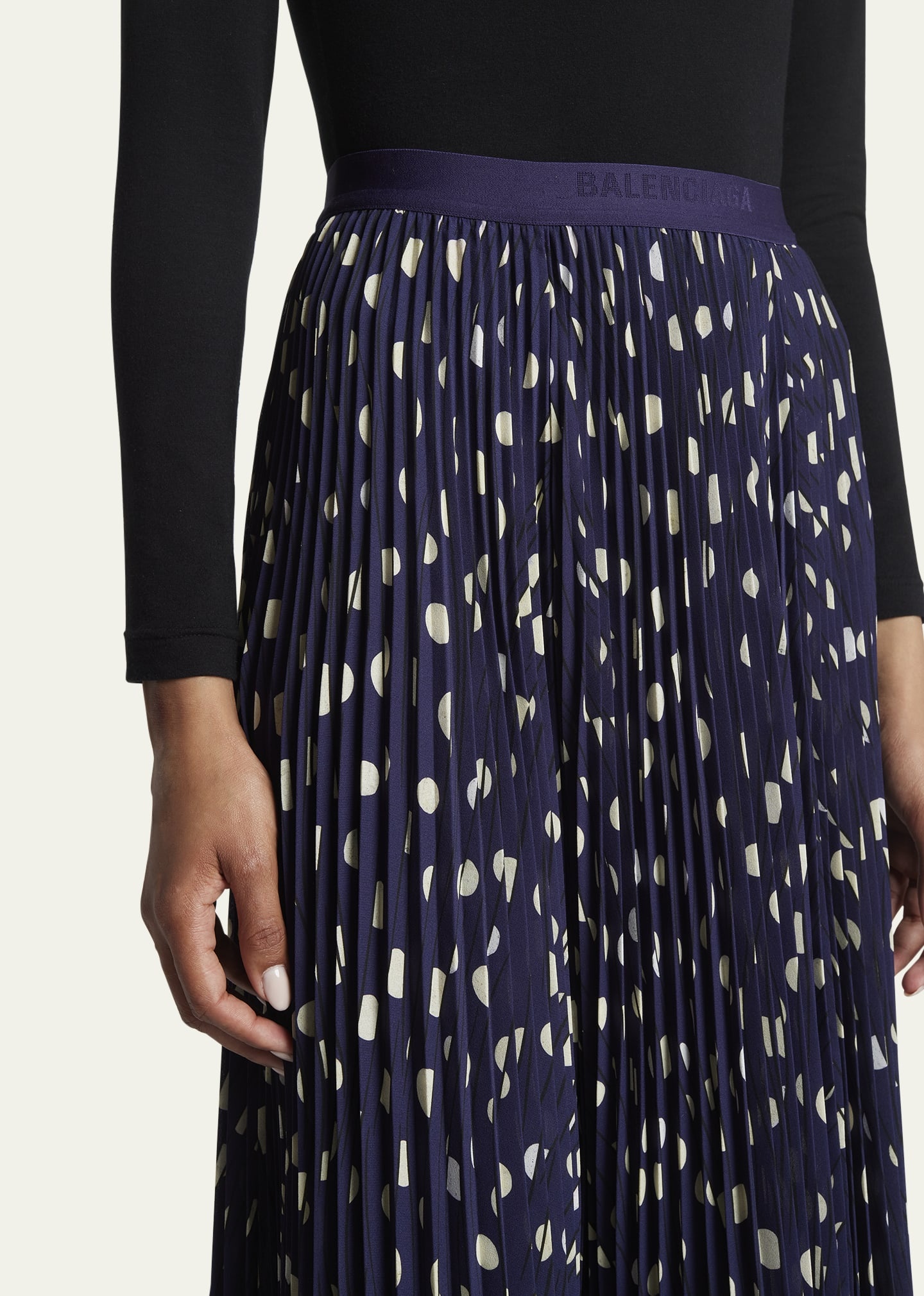 Polka Dot Elastic Logo Midi Skirt - 5