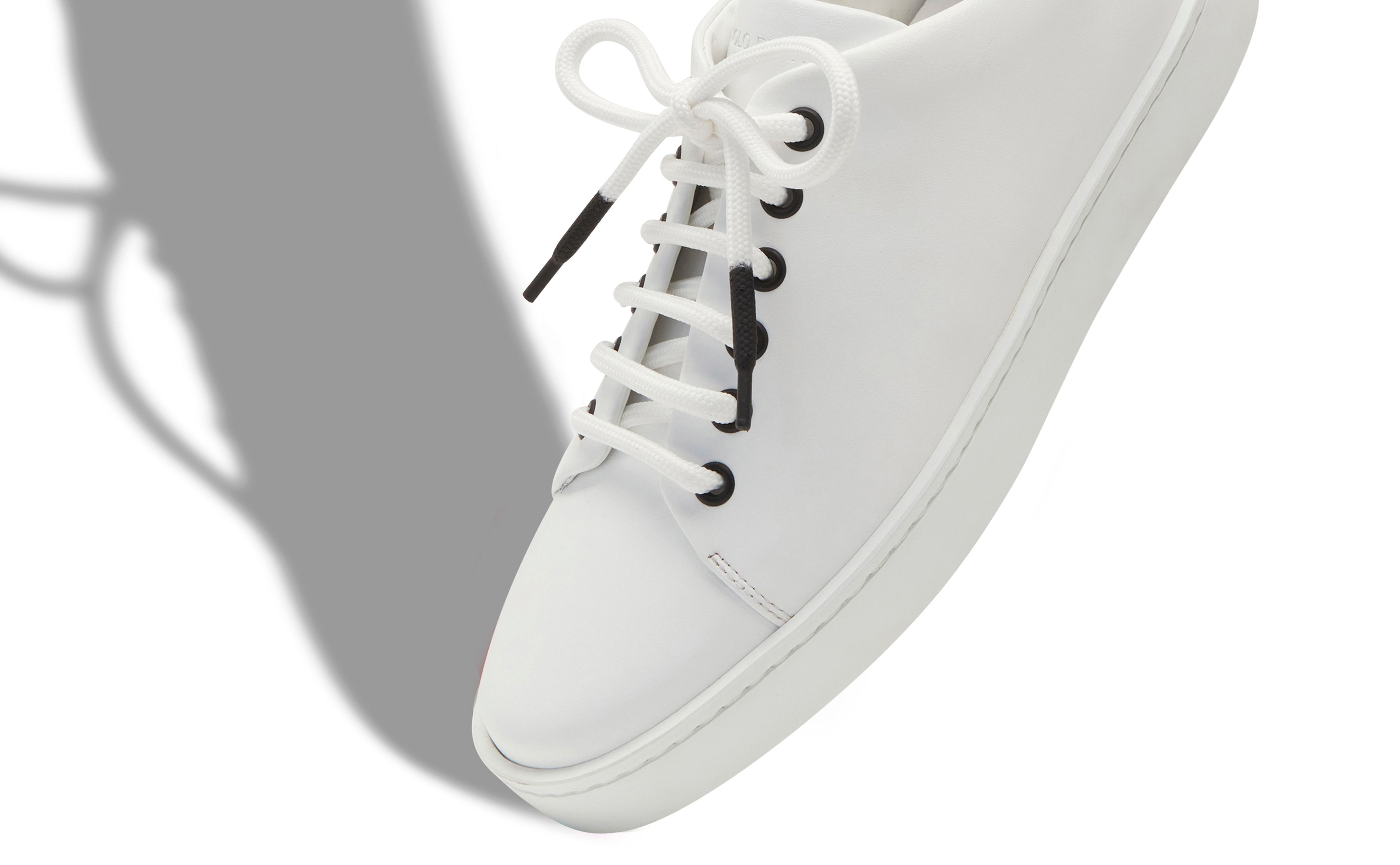 White Calf Leather Low Cut Sneakers - 4