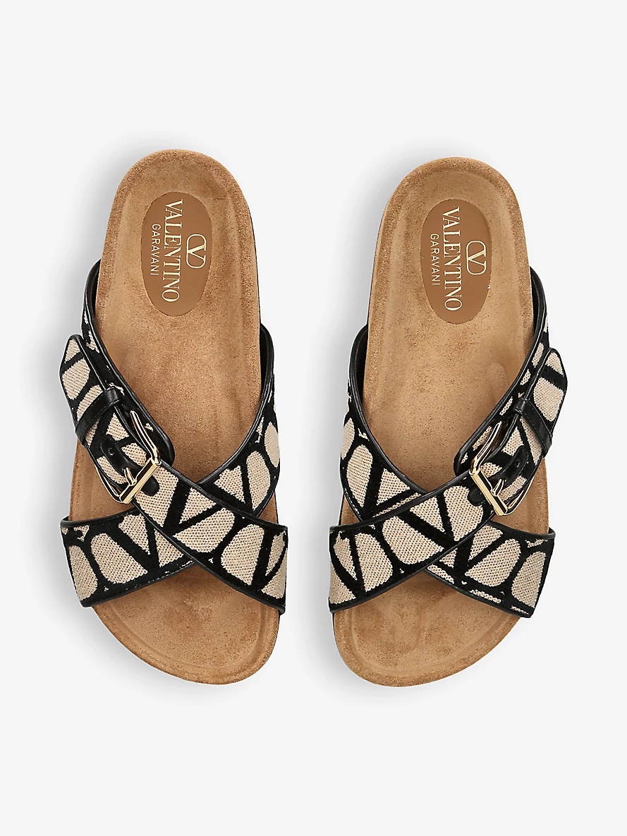 VLOGO-pattern double-strap woven sandals - 2