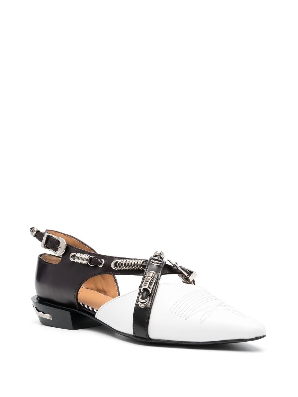 panelled leather ballerina shoes - 2