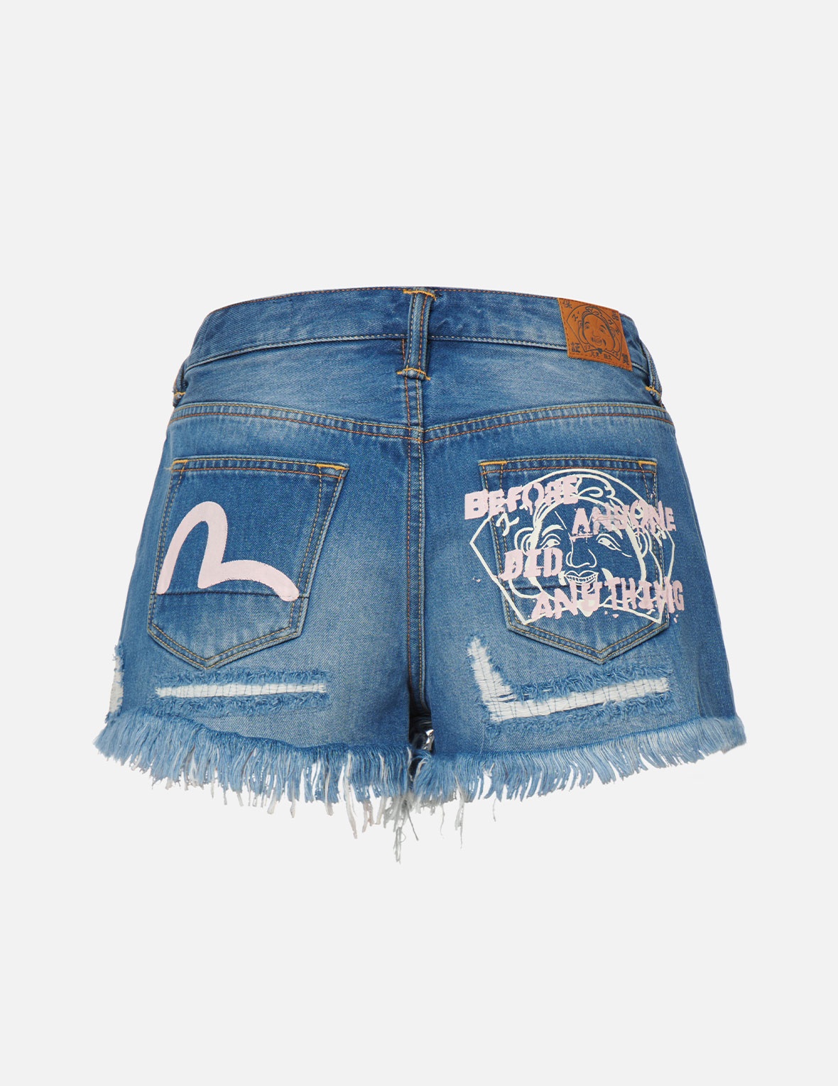 SEAGULL AND GODHEAD PRINT DENIM SHORTS - 2