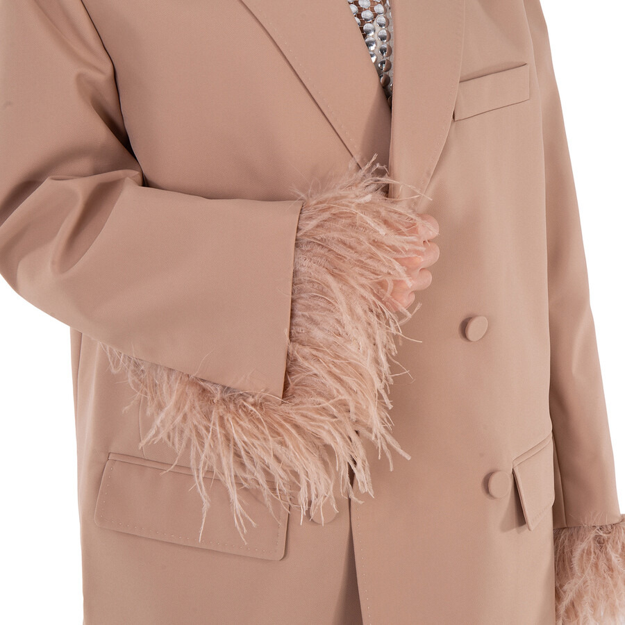 Valentino Ladies Sand Feather Embroidered Jacket - 4