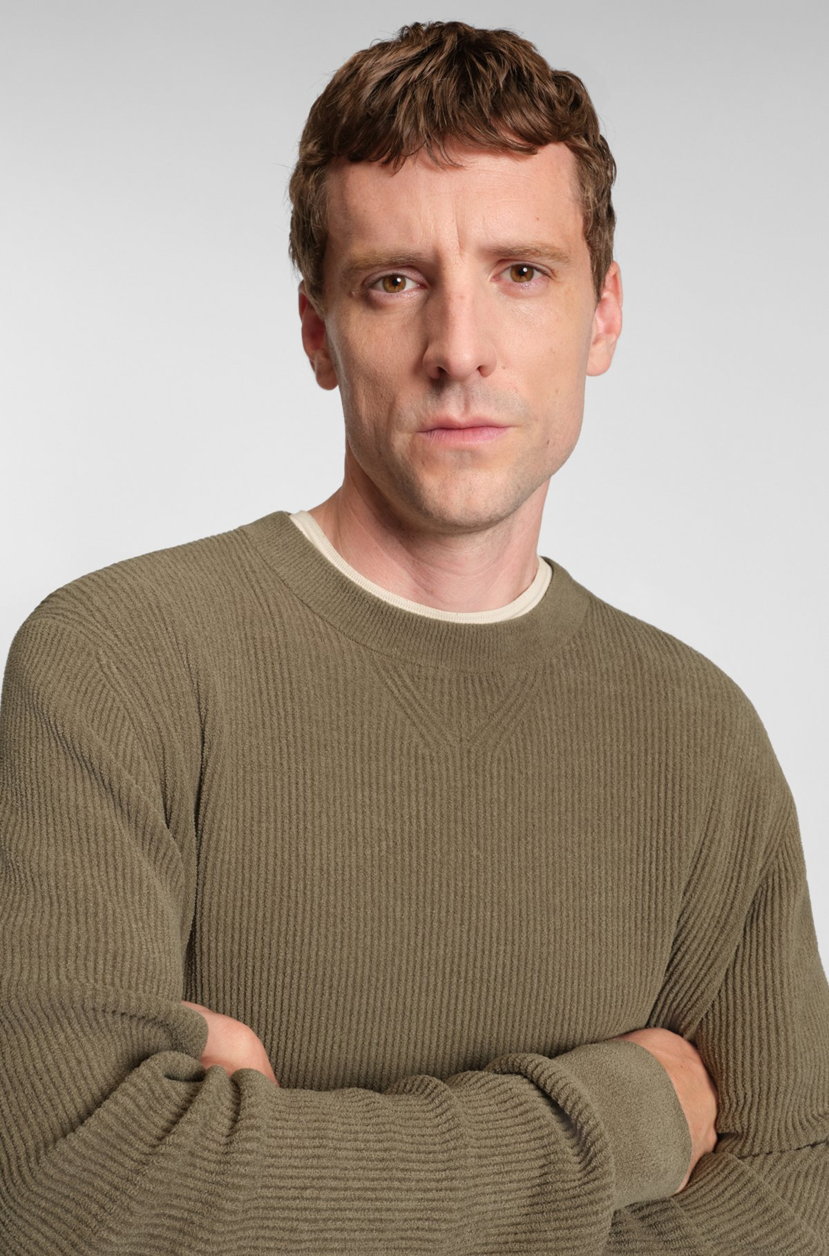 REGULAR-FIT SWEATER WITH CORDUROY RIB - 3