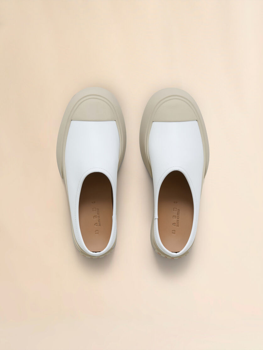 WHITE LEATHER PABLO SABOT - 4