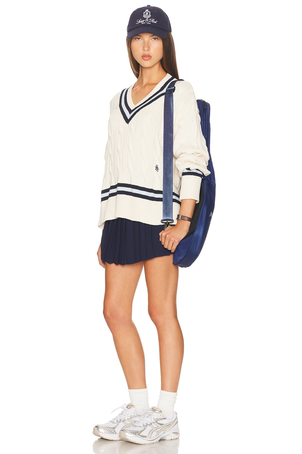 Cableknit V Neck Sweater - 4