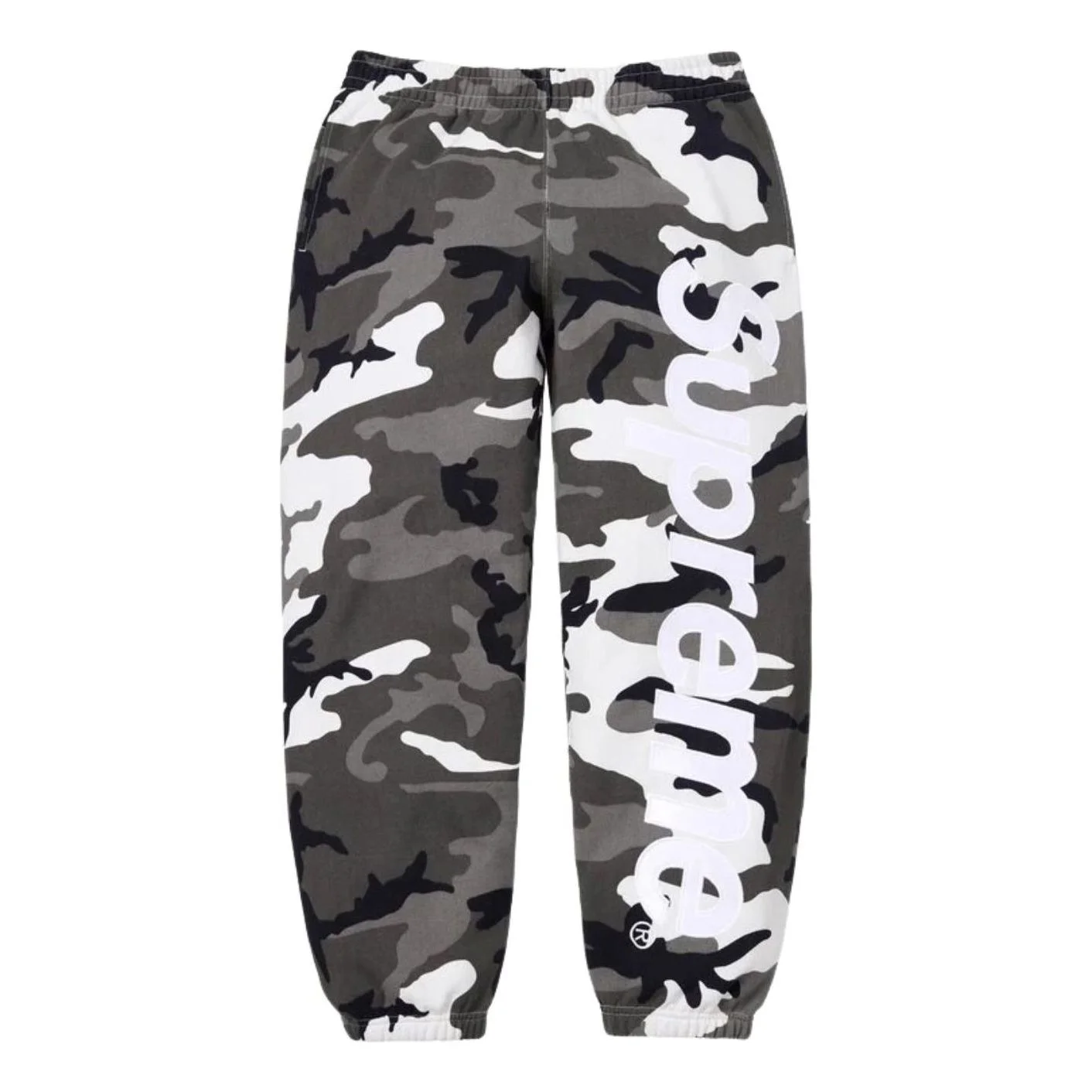 Supreme SS26 Satin Appliqué Sweatpants 'Snow Camo' SUP-SS26-193-SAM - 1