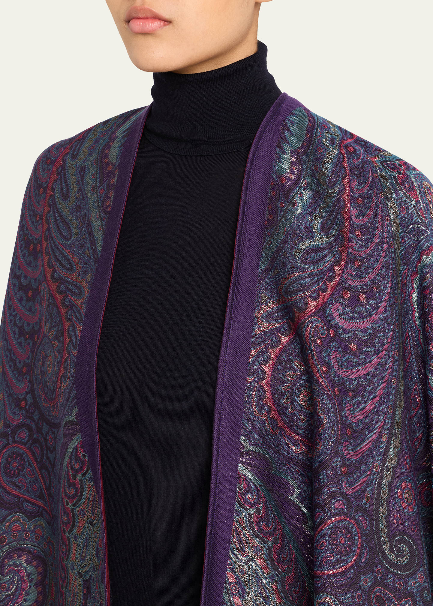 Wool-Blend Jacquard Cape - 5