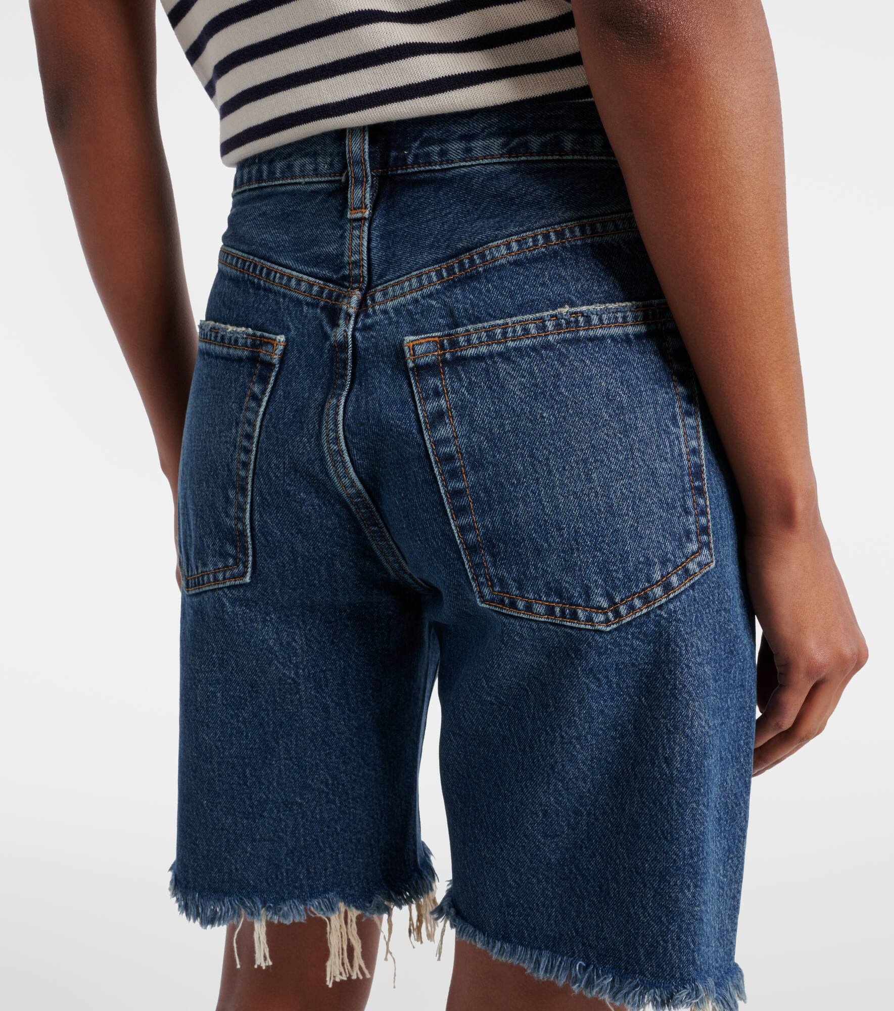 Deconstructed high-rise denim shorts - 5