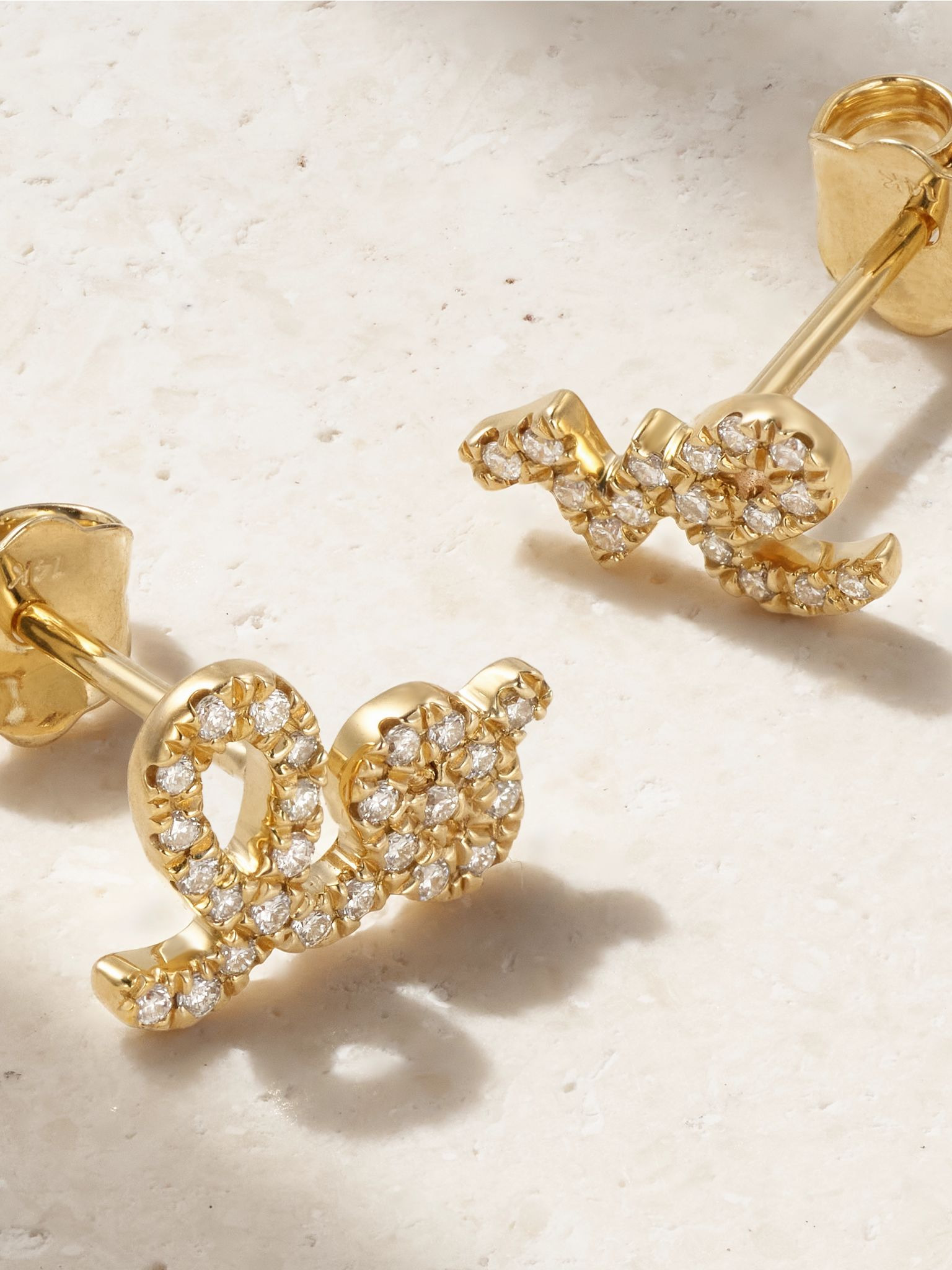 Love 14-karat gold diamond earrings Gold - 3