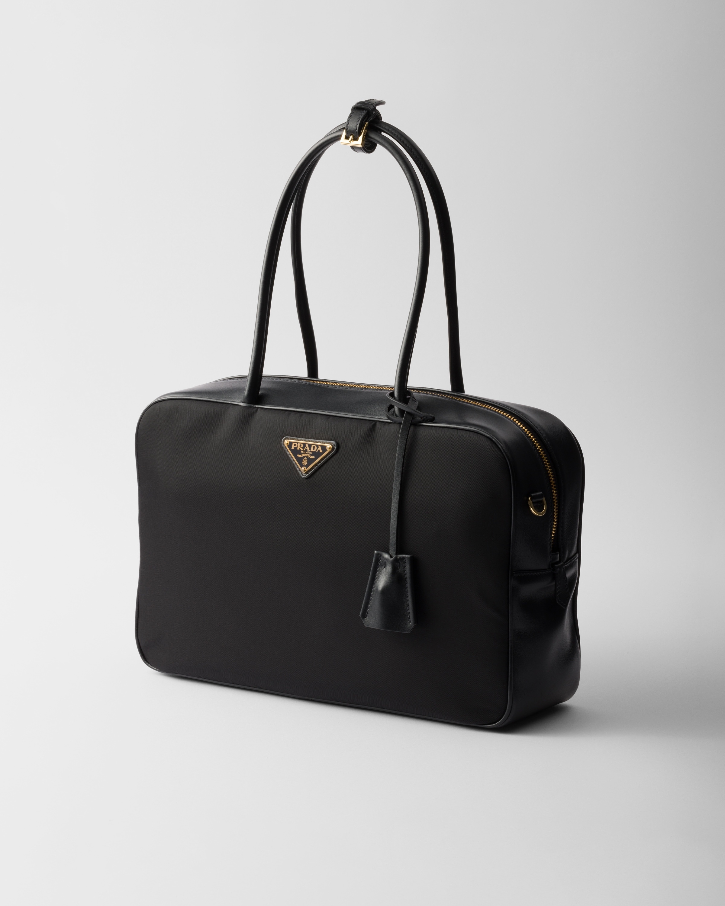 Large Re-Nylon and leather top-handle bag - 2
