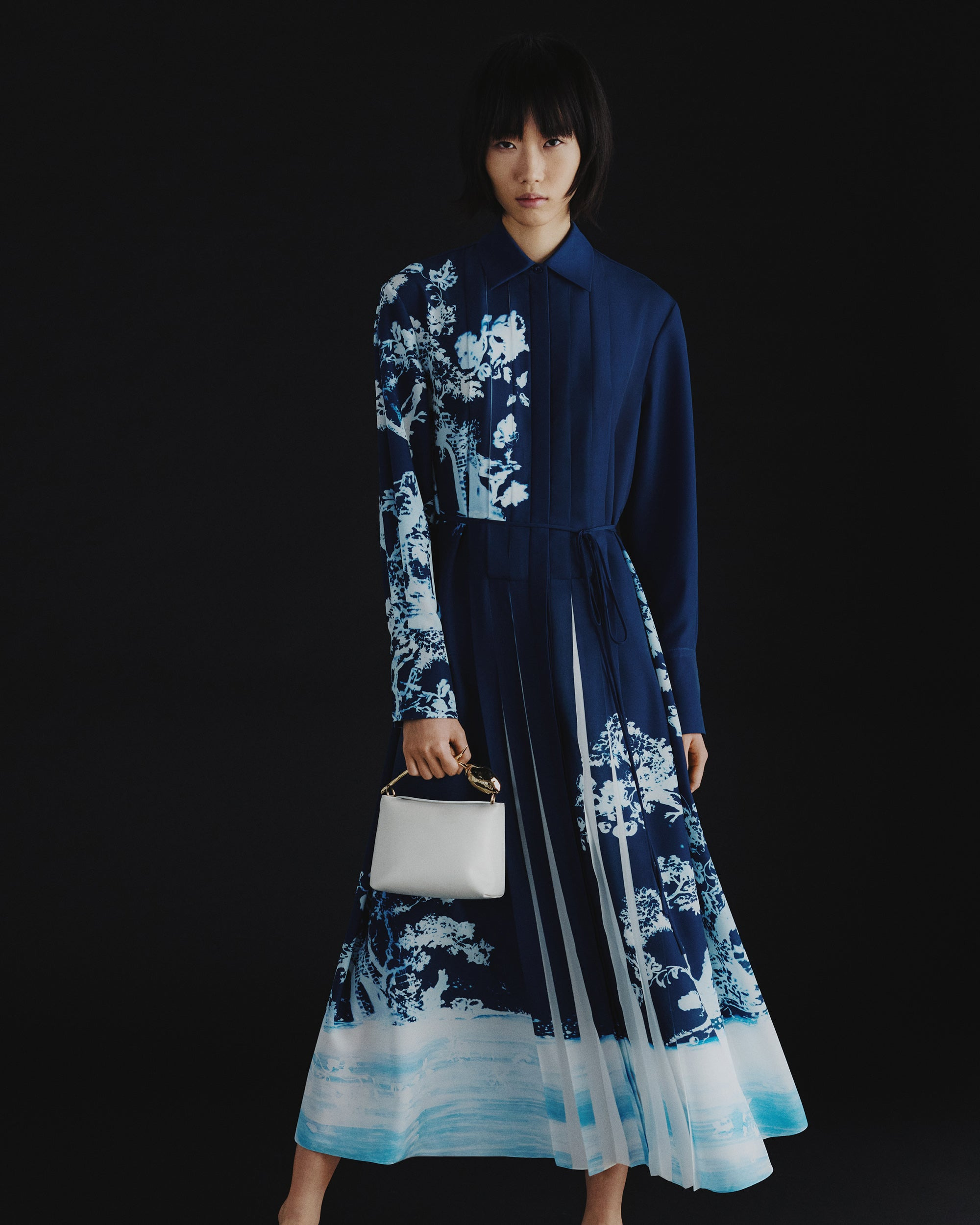Pleated Floral-Print Midi Crepe Shirt Dress - 2
