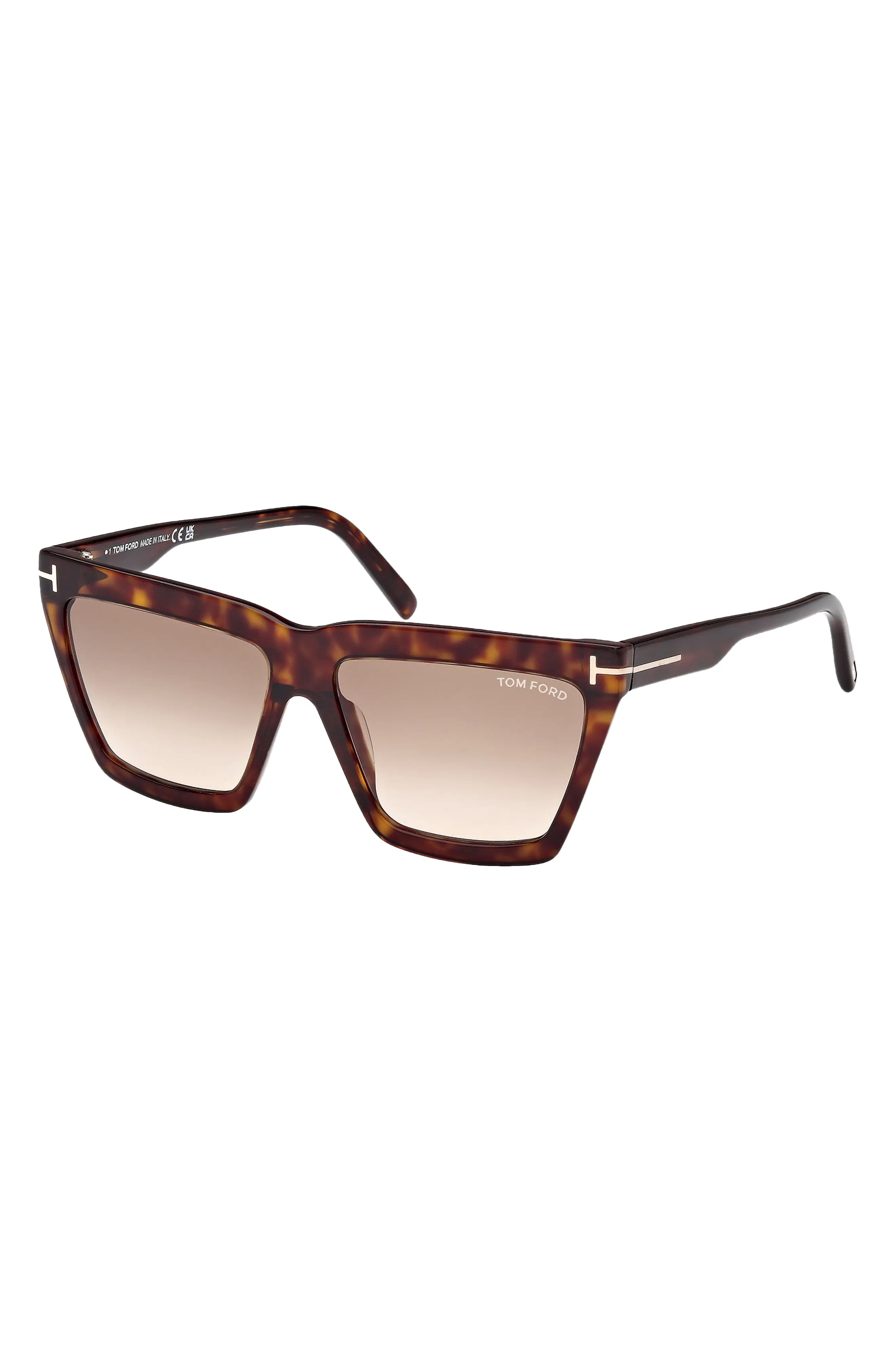 Eden 56mm Gradient Geometric Sunglasses in Dark Havana /Brown Orange - 2