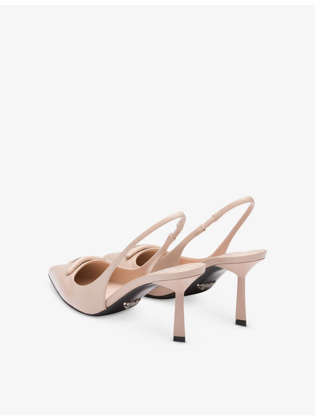 Logo-plaque slingback heeled leather pumps - 5