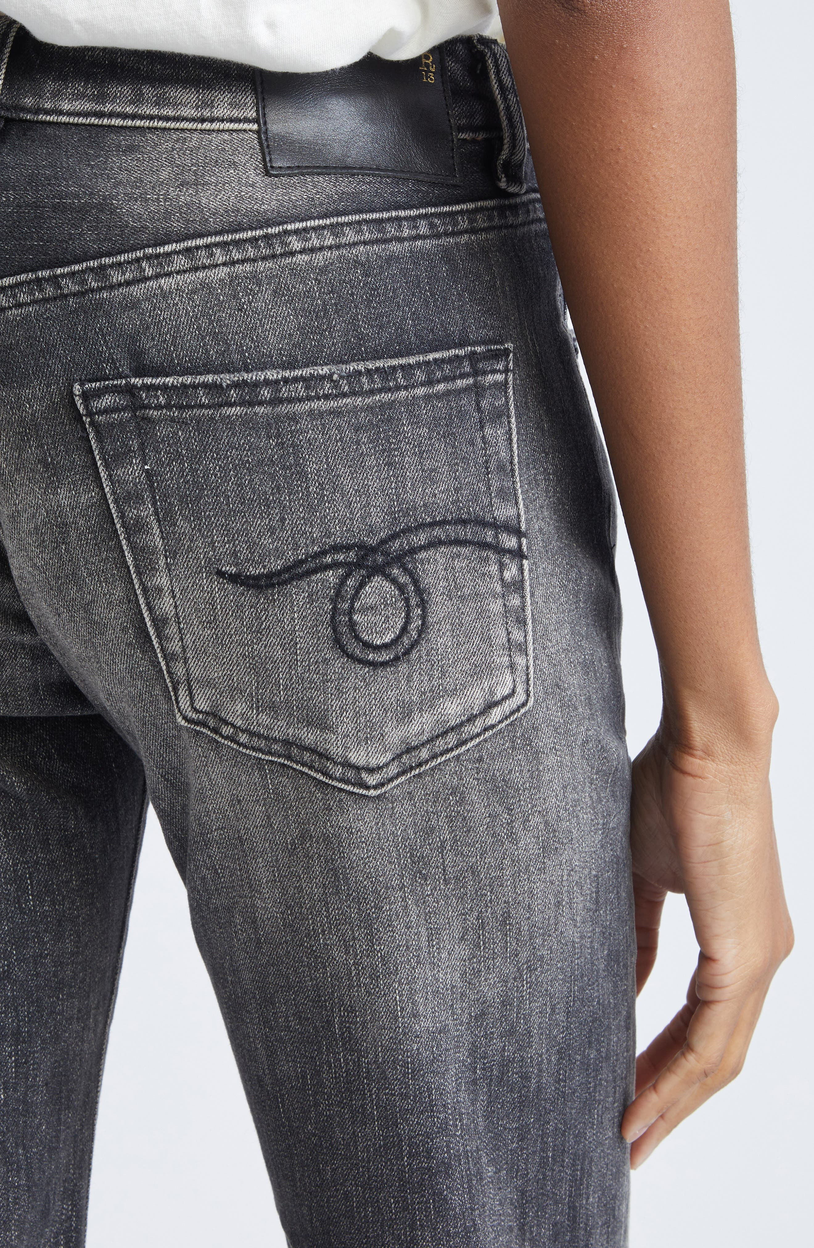 R13 Joan Kick Flare Jeans in Kennet Black Stretch at Nordstrom - 4