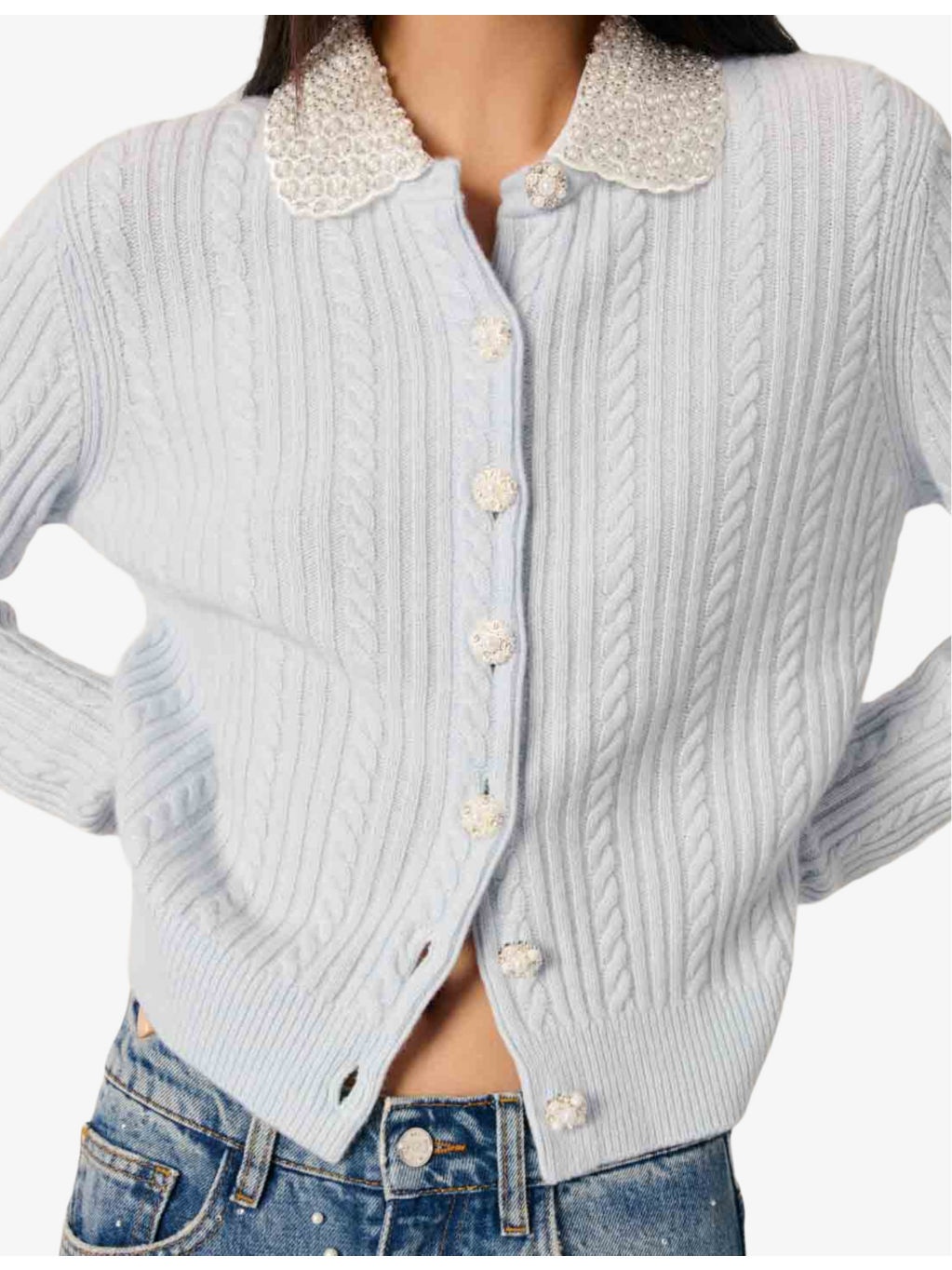 Embellished-collar wool and cashmere cardigan - 5