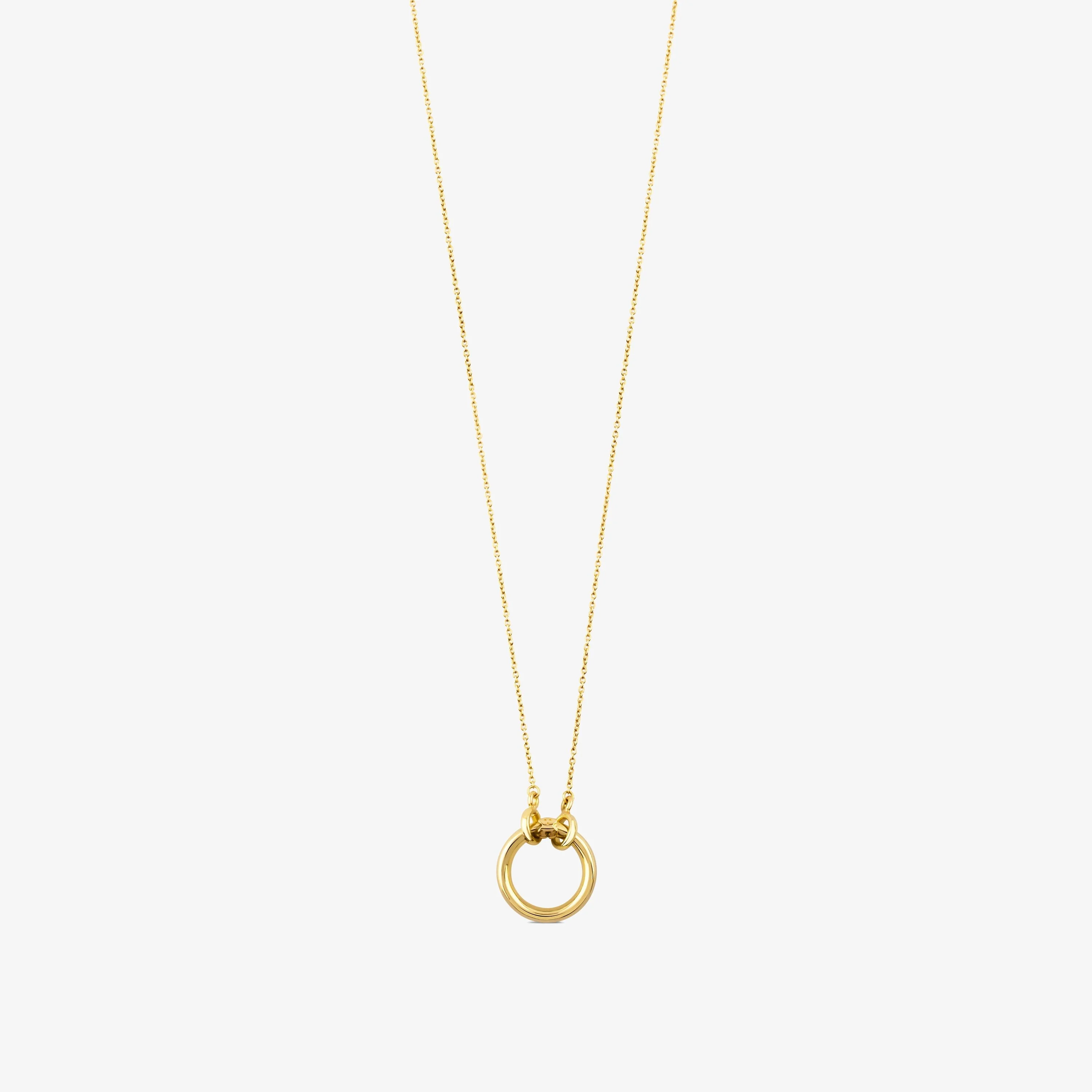 18K solid gold Hold Necklace with 47/100" ring - 1