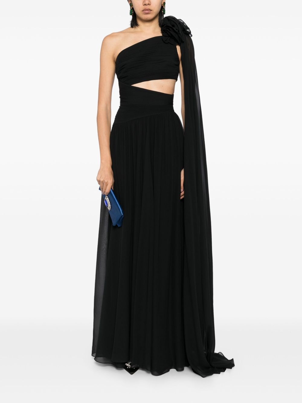asymmetric silk gown - 2