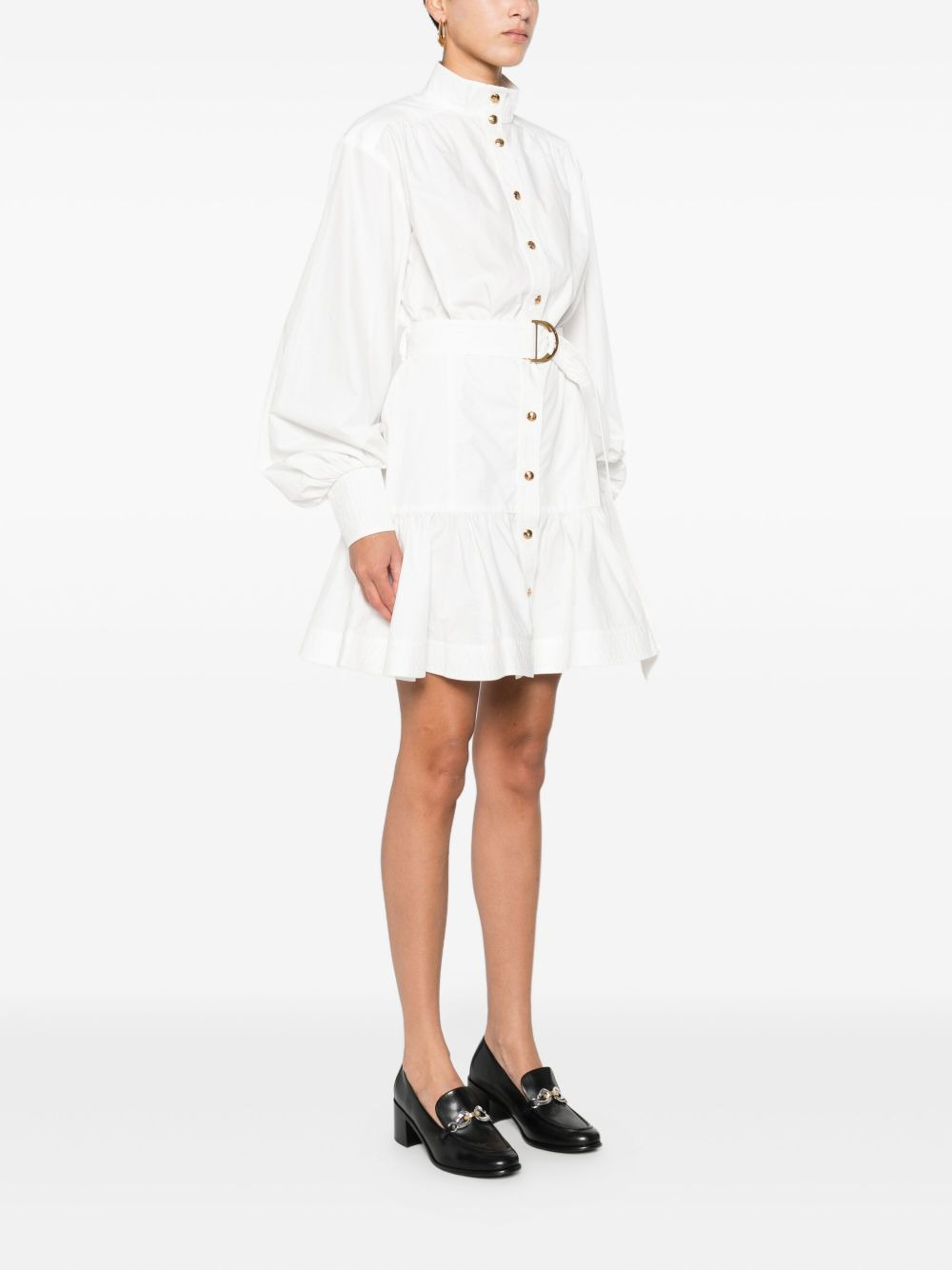 belted button-front mini dress - 3