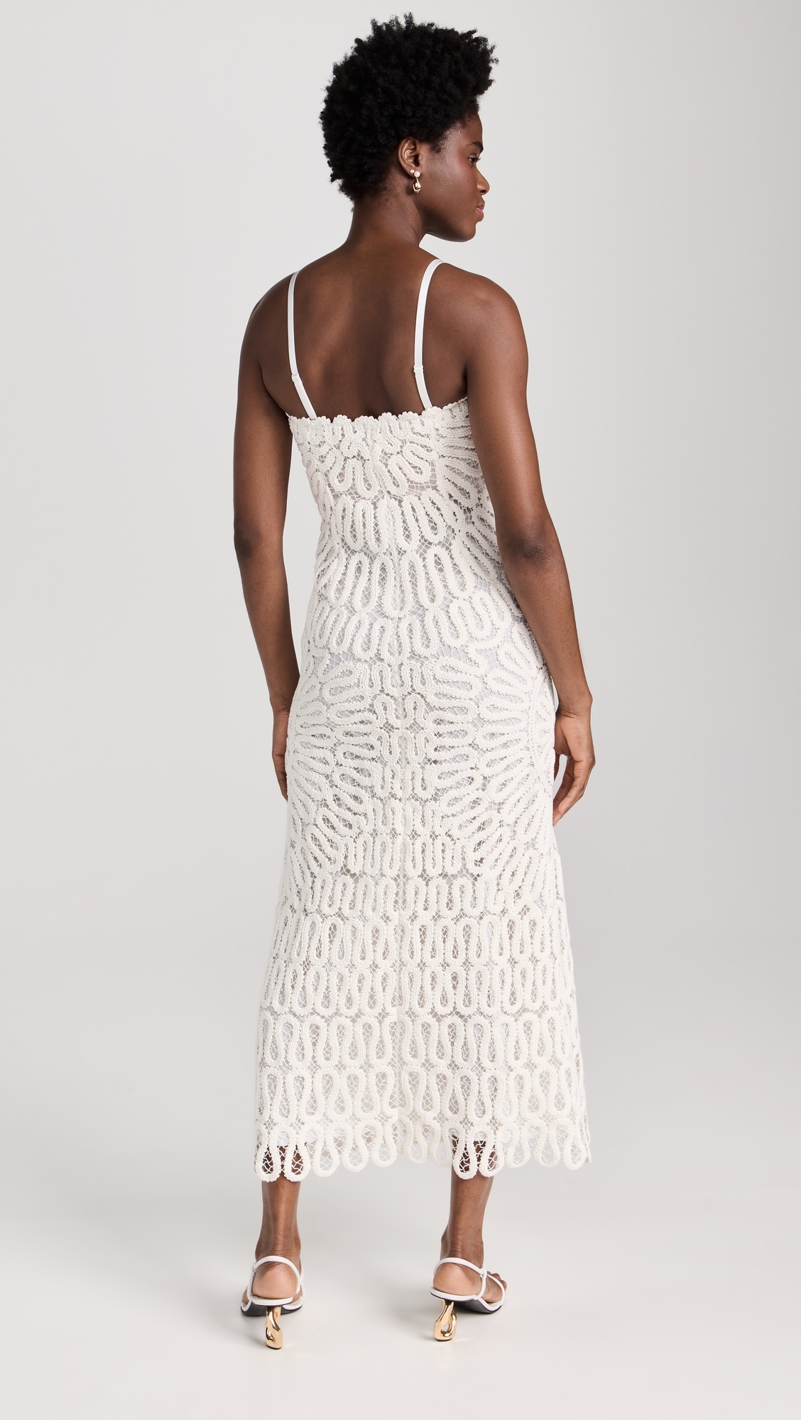 Elise Cage Crochet Embroidery Midi Dress - 2