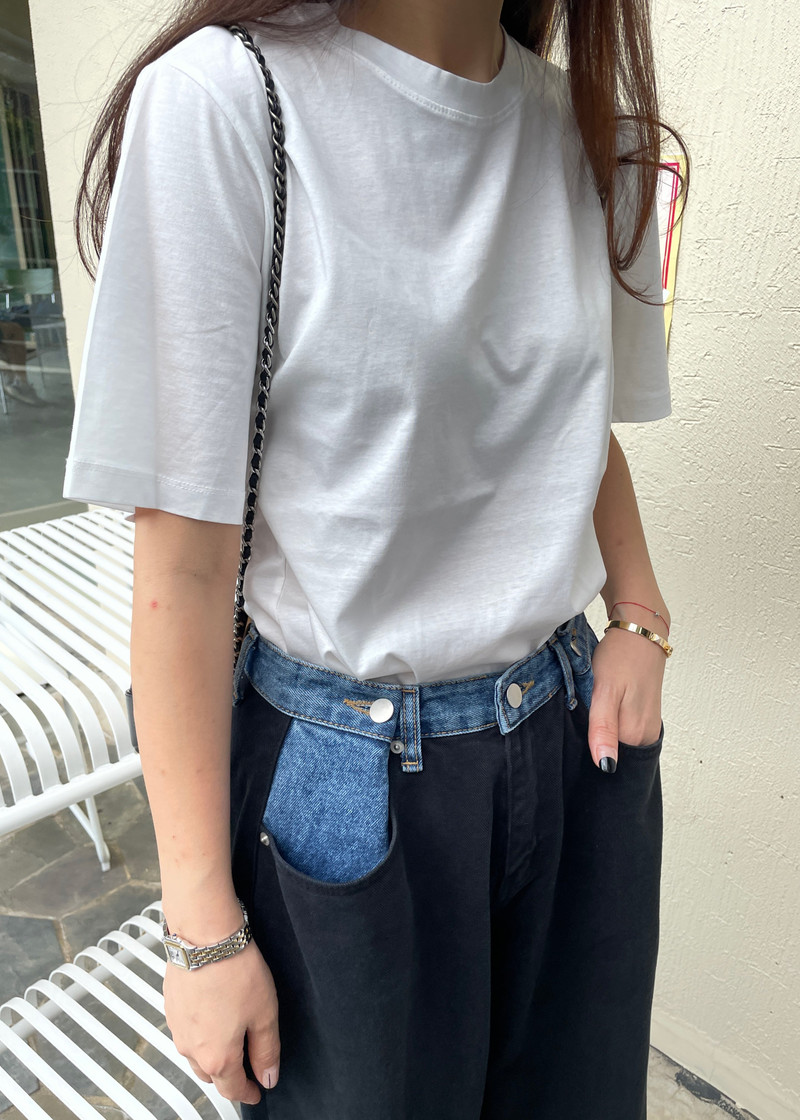 Hayla Contrast Denim Pants - Black/Blue 3