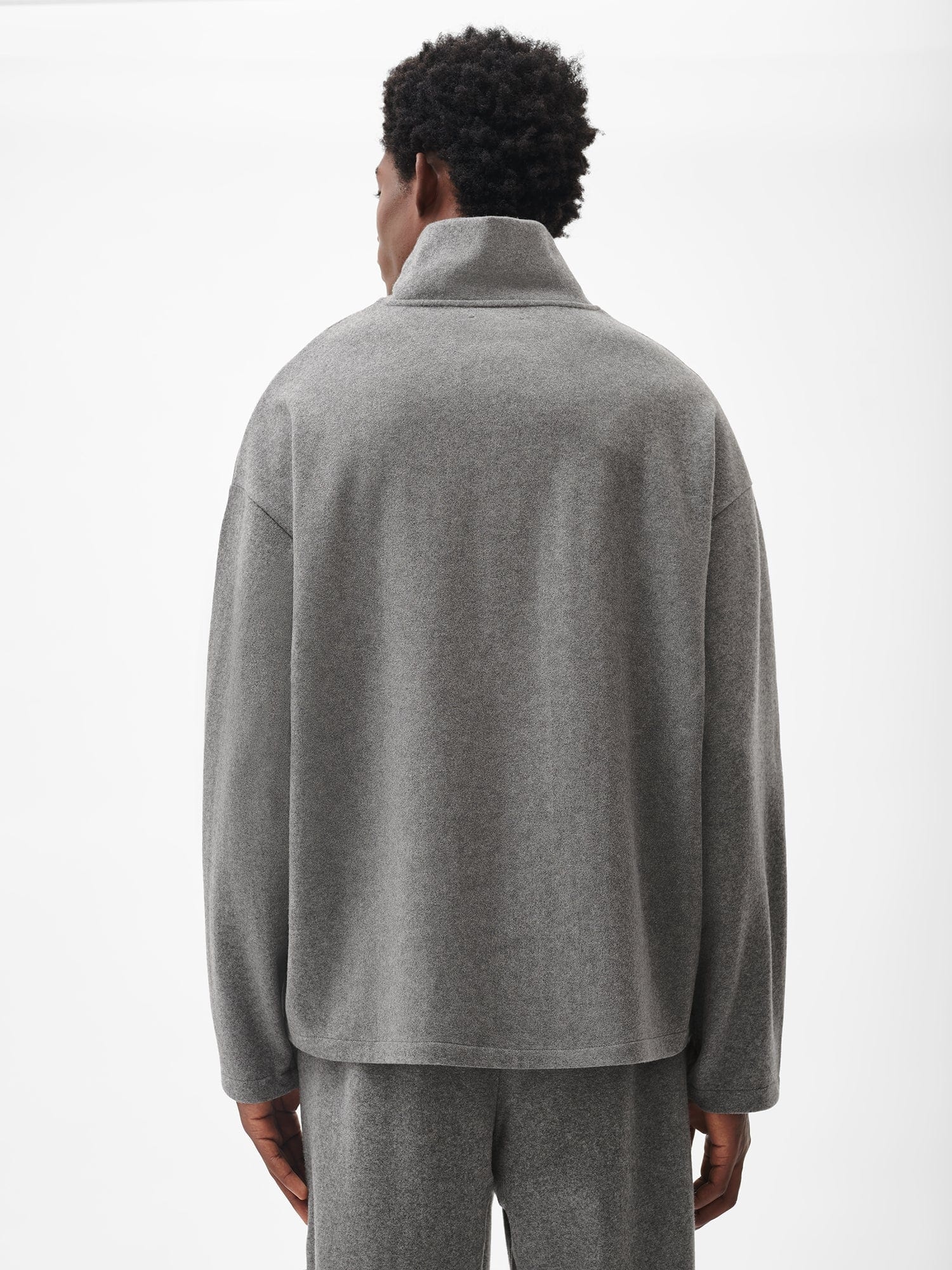 Men's Recycled Wool Jersey Half-Zip Sweater - Volcanic Grey - 3