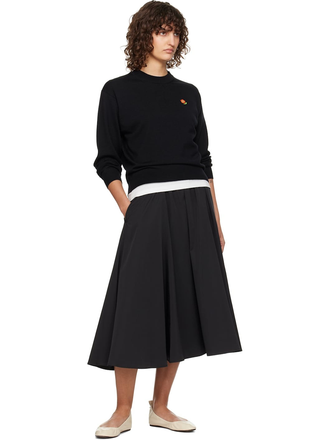 Black Kenzo Paris Boke Flower 2.0 Midi Skirt - 4