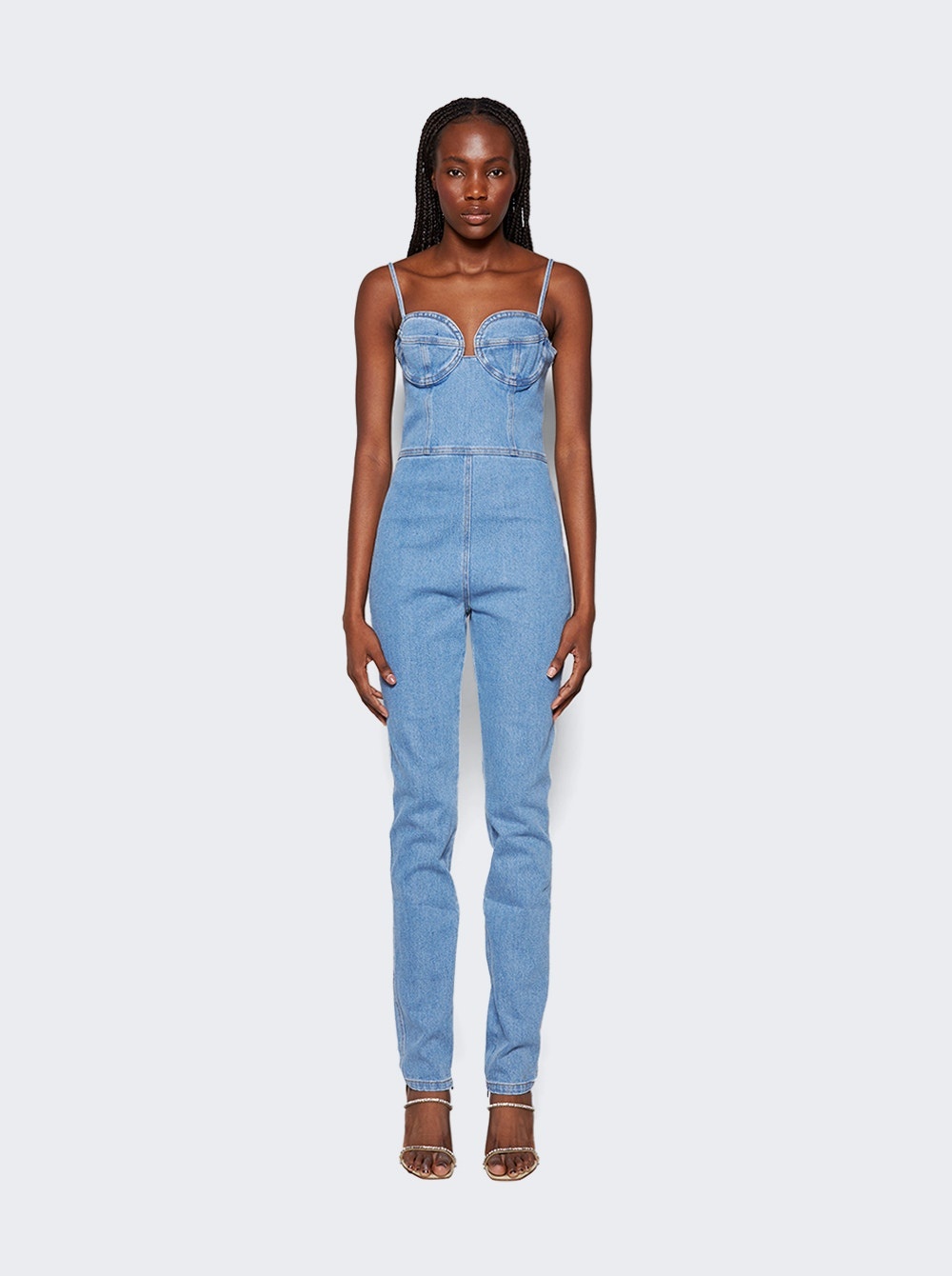 Denim Bustier Jumpsuit Blue - 3
