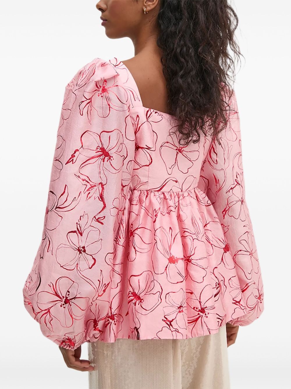 balloon-sleeve floral top - 2