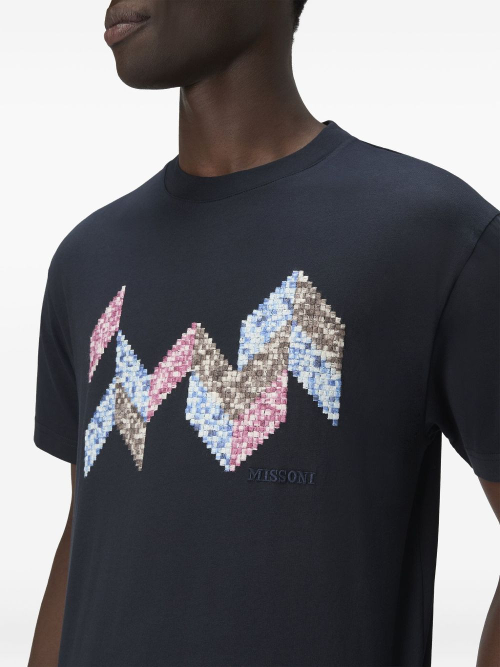 geometric-pattern cotton T-shirt - 4