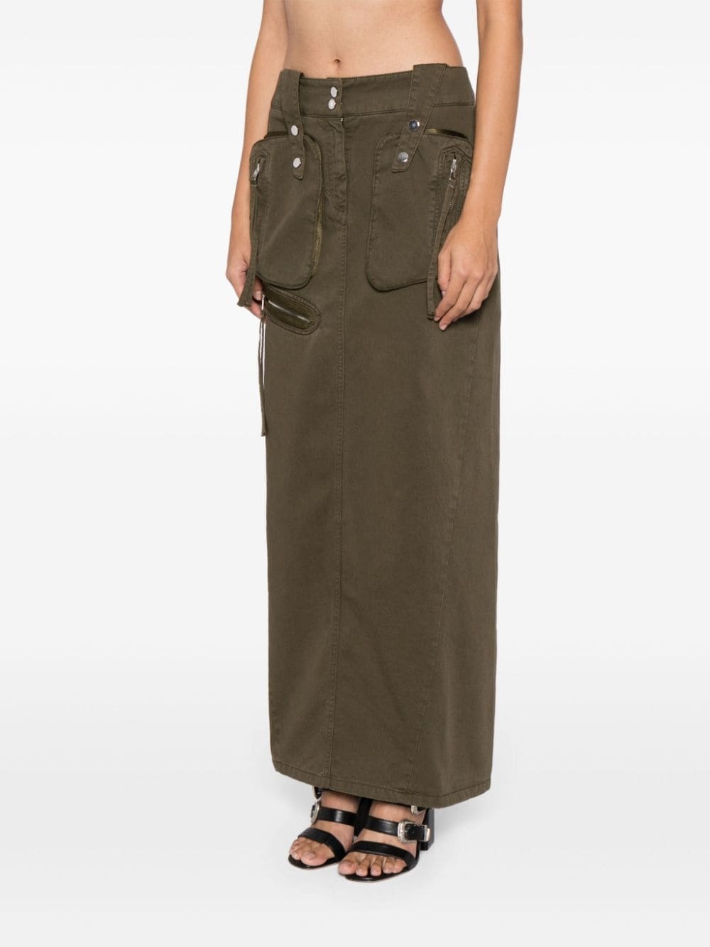 mid-rise cotton maxi skirt - 3