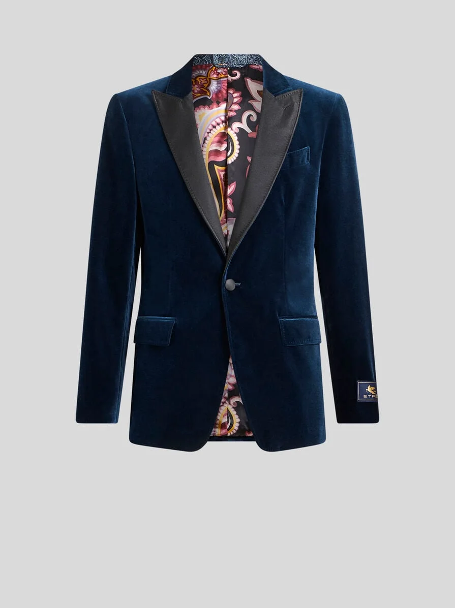 SINGLE-BREASTED BLAZER WITH CONTRASTING LINING - 1