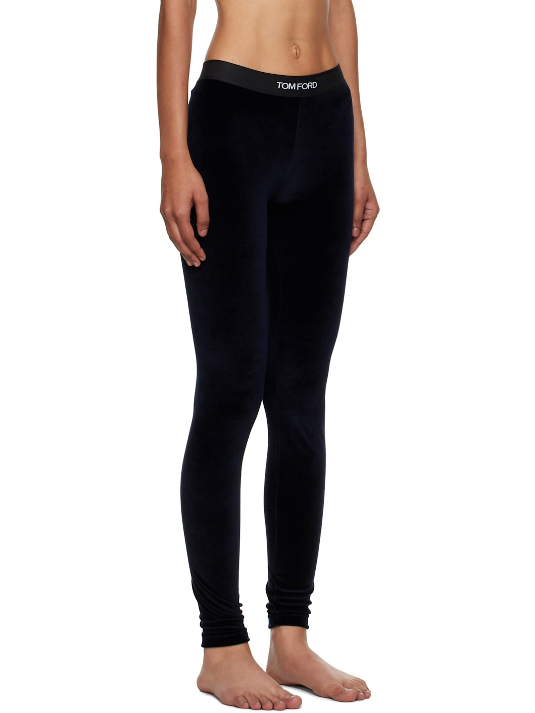 Navy Lustrous Velour Signature Leggings - 2