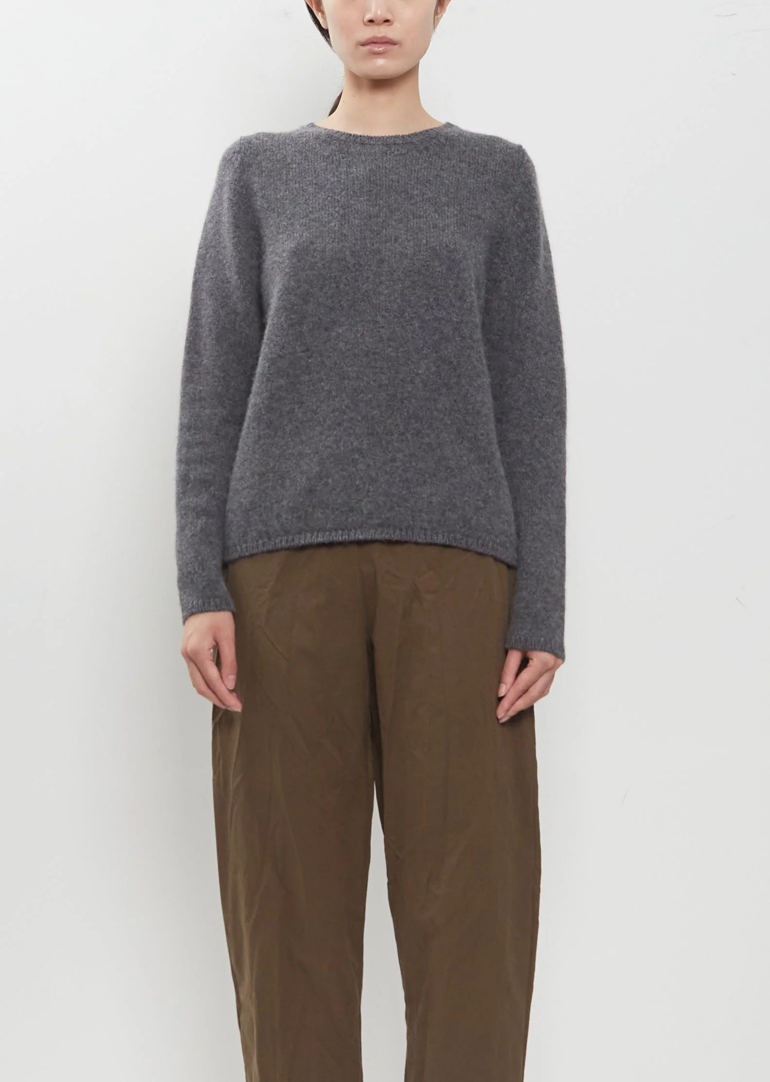 Cashmere Alpaca Crewneck Sweater — Cement - 1