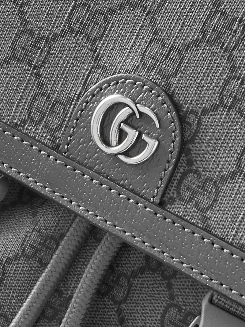 Ophidia Leather-Trimmed Monogrammed Coated-Canvas Backpack 5